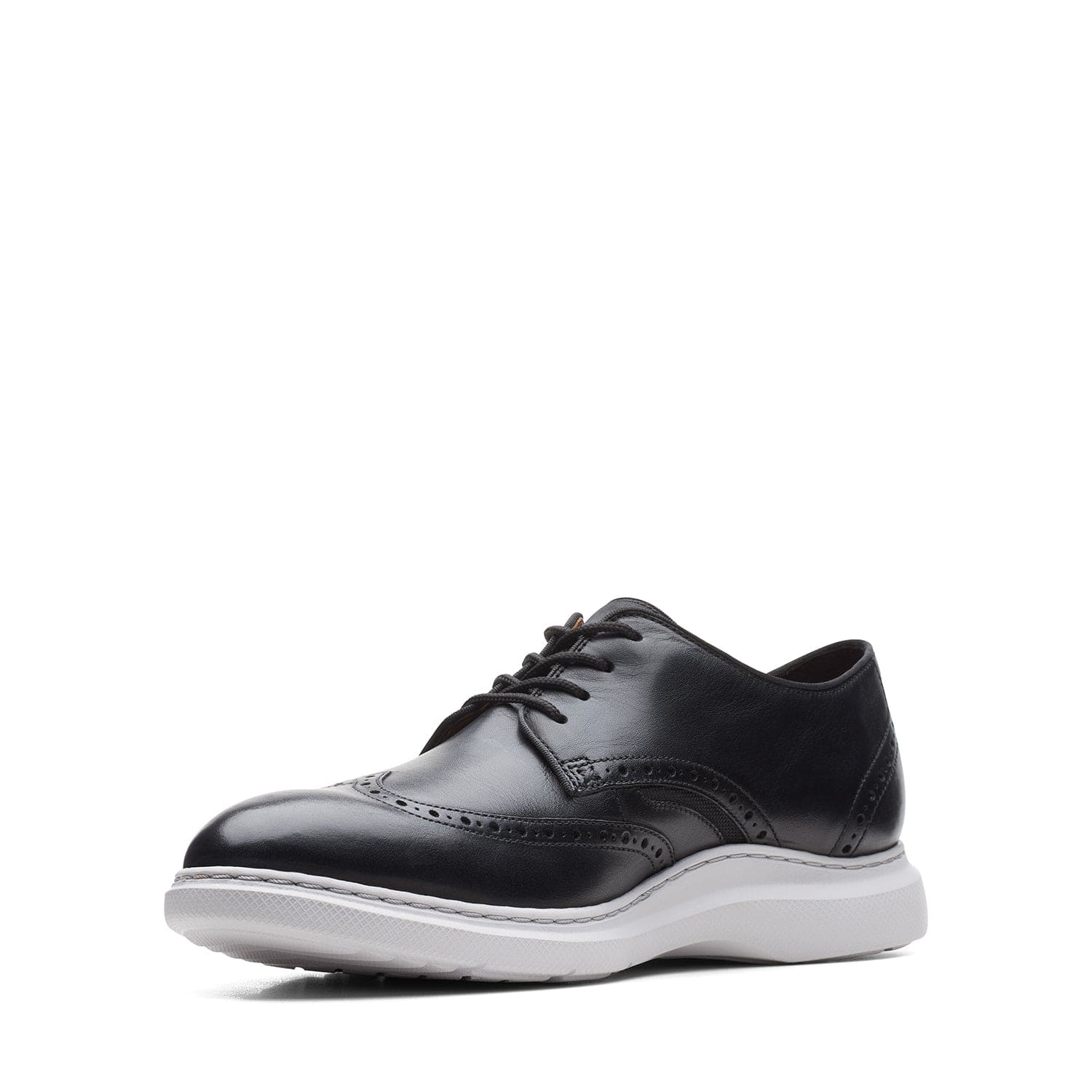 Clarks Dennet Wing Shoes - Black Leather - 261629107 - G Width (Standard Fit)