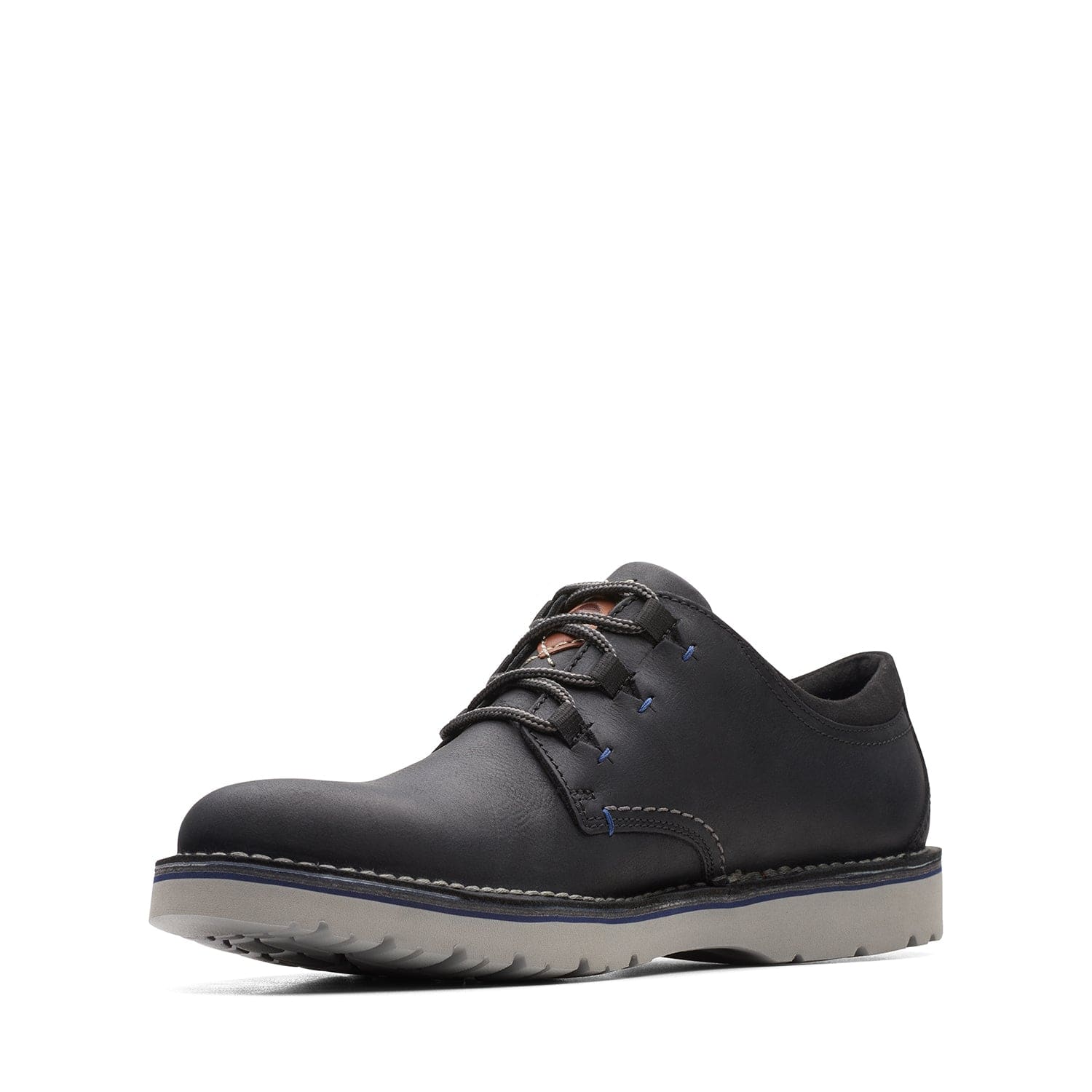 Clarks Eastford Low Shoes - Black Leather - 261629197 - G Width (Standard Fit)