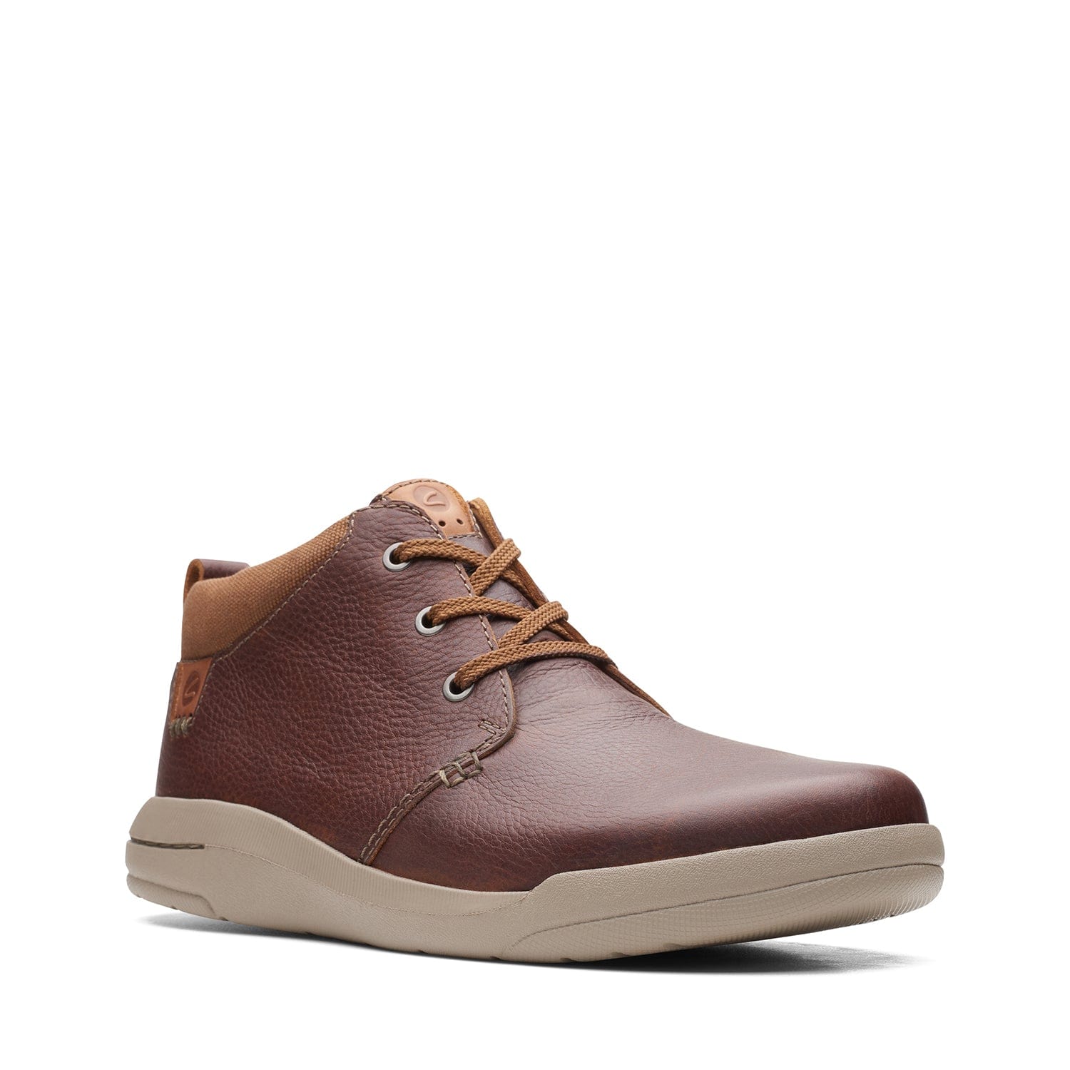 Clarks Driftway Mid Boots - Dark Tan Leather - 261629667 - G Width (Standard Fit)