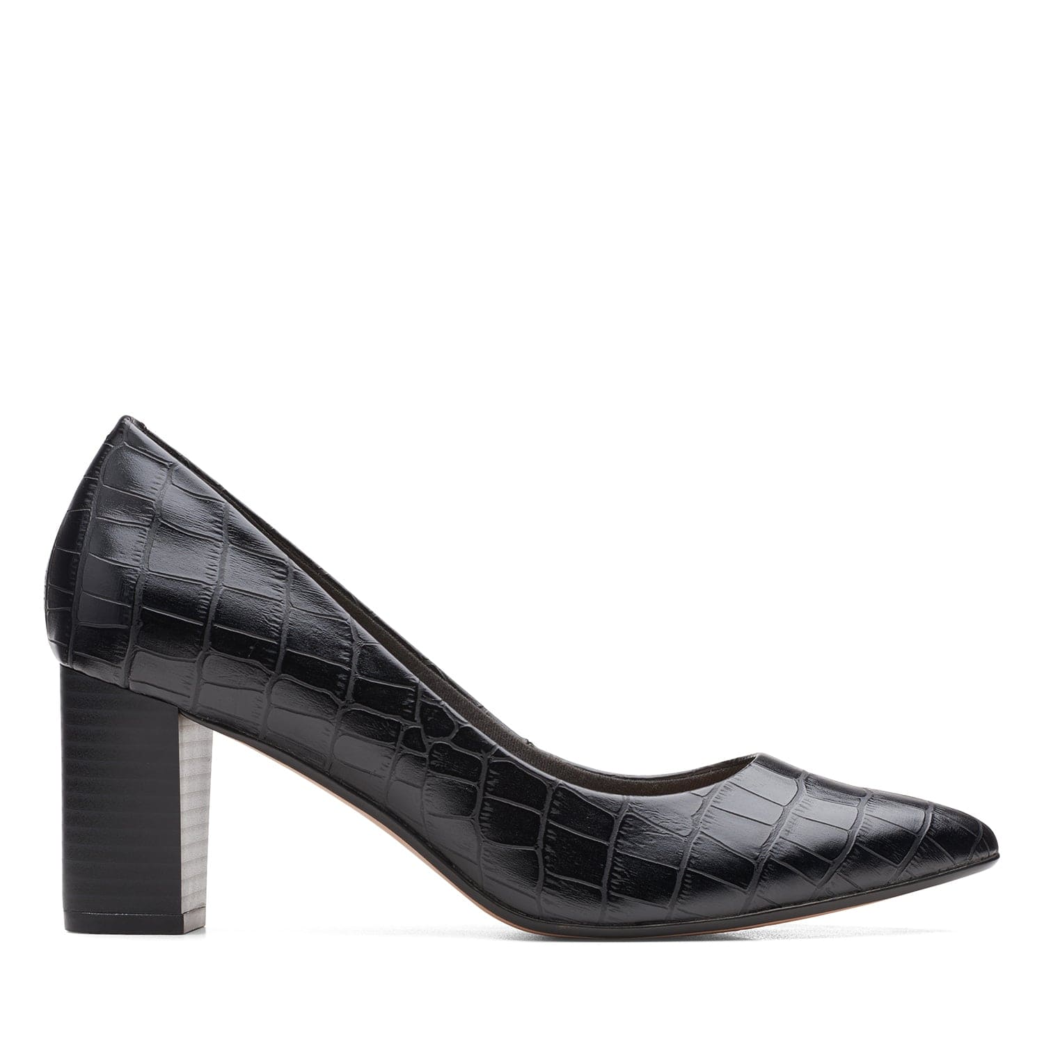 Clarks Aubrie Sun Shoes - Black Croc - 261634094 - D Width (Standard Fit)