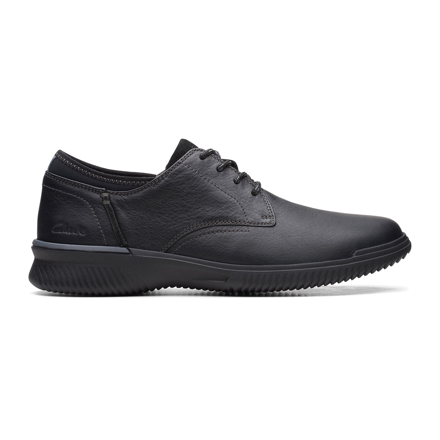 Clarks Donaway Plain Shoes - Black Leather - 261634548 - H Width (Wide Fit)