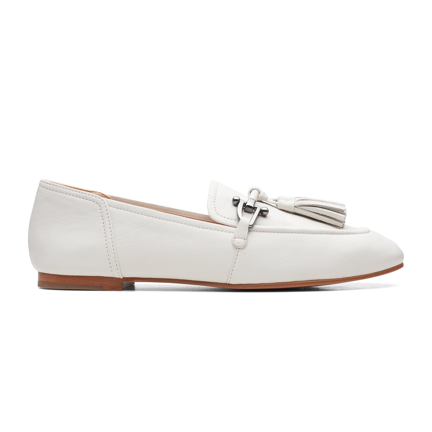 Clarks Pure2 Tassel Shoes - White Leather - 261644224 - D Width (Standard Fit)