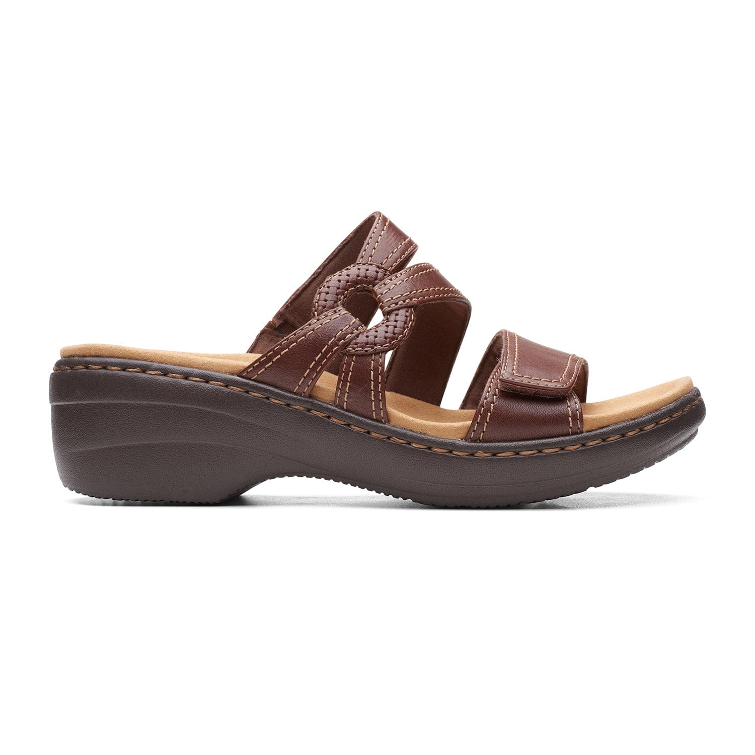 Clarks Merliah Coral Sandals - Dark Tan Leather - 261649624 - D Width (Standard Fit)