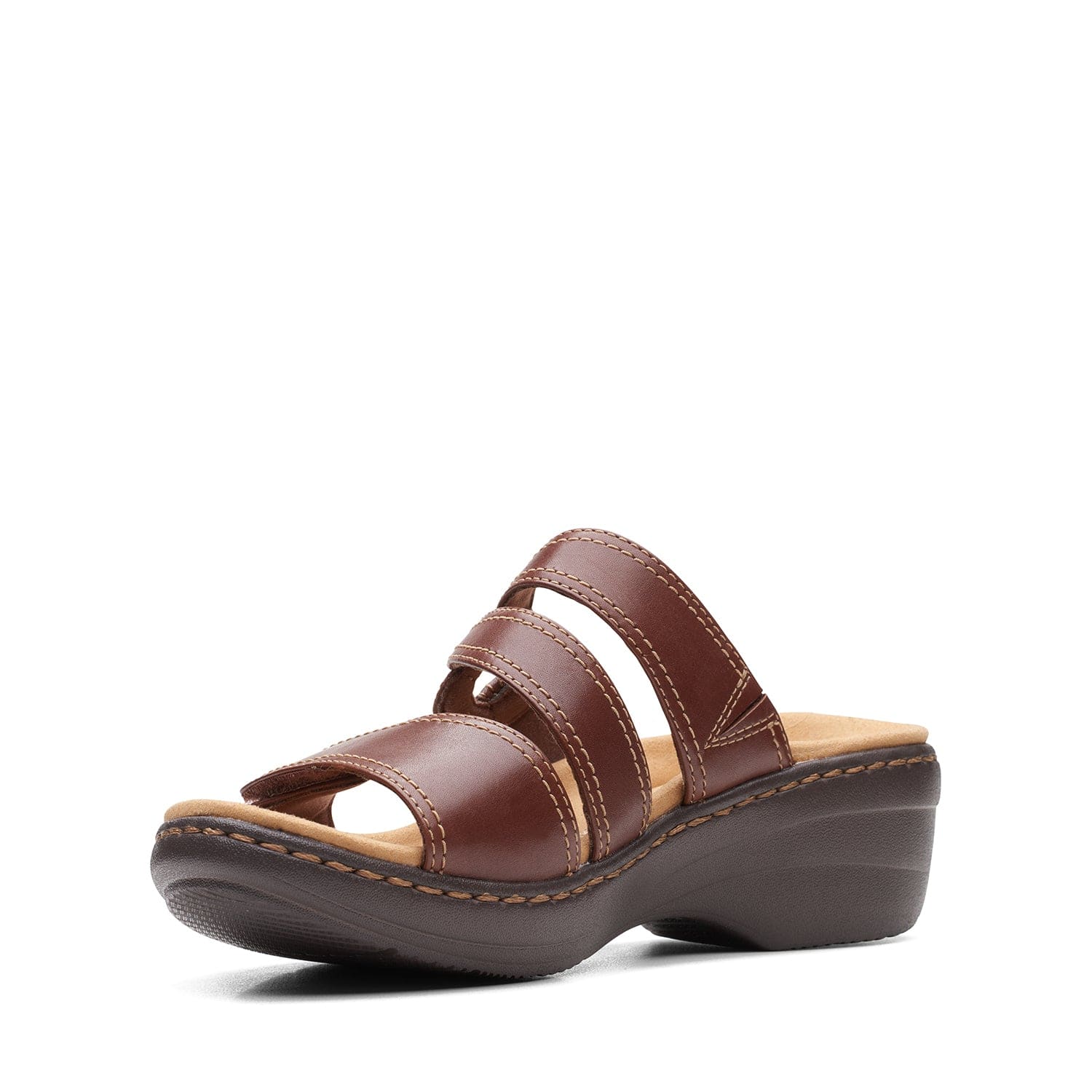 Clarks Merliah Coral Sandals - Dark Tan Leather - 261649624 - D Width (Standard Fit)