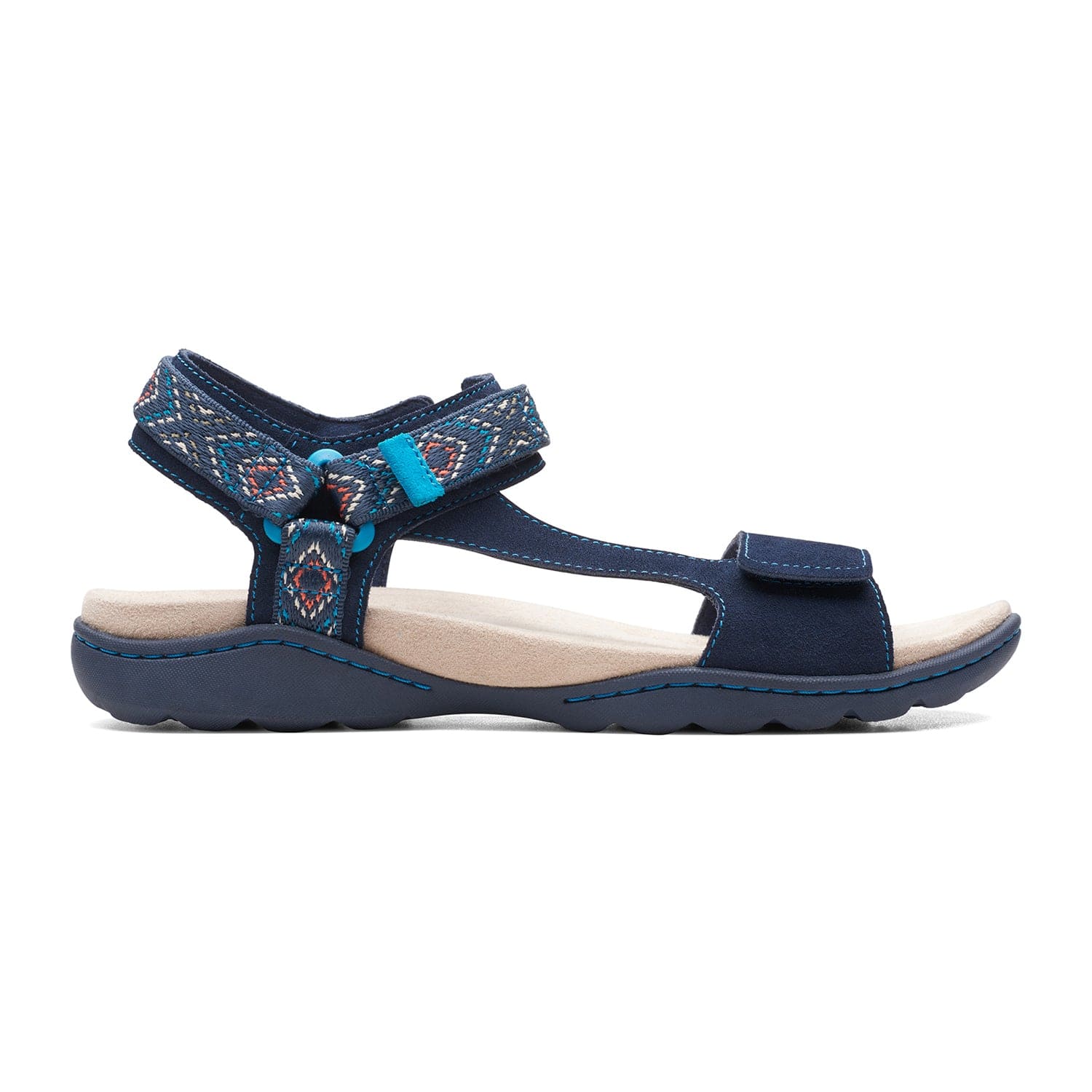 Clarks Amanda Step Sandals - Navy Suede - 261650954 - D Width (Standard Fit)