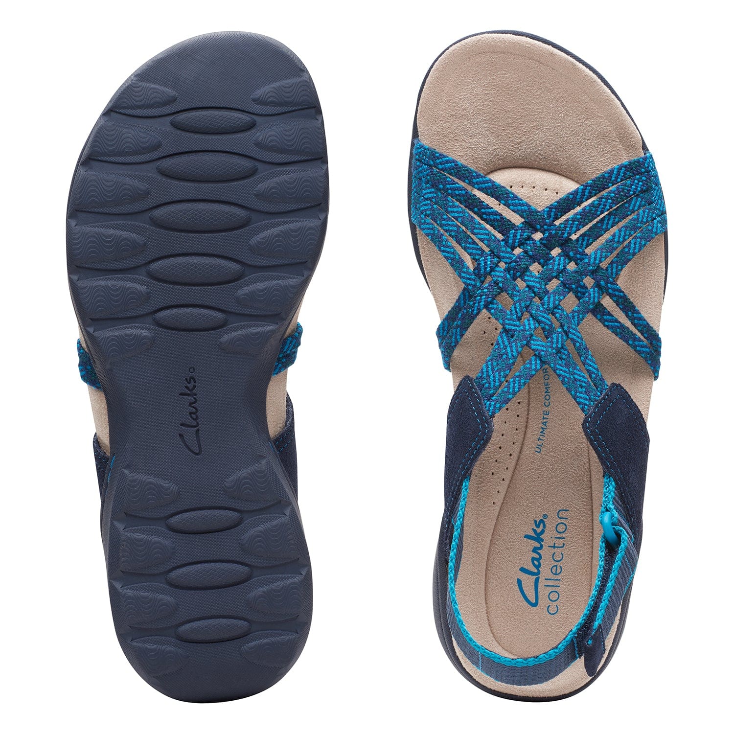 Clarks Amanda Ease Sandals - Navy Combi - 261651704 - D Width (Standard Fit)