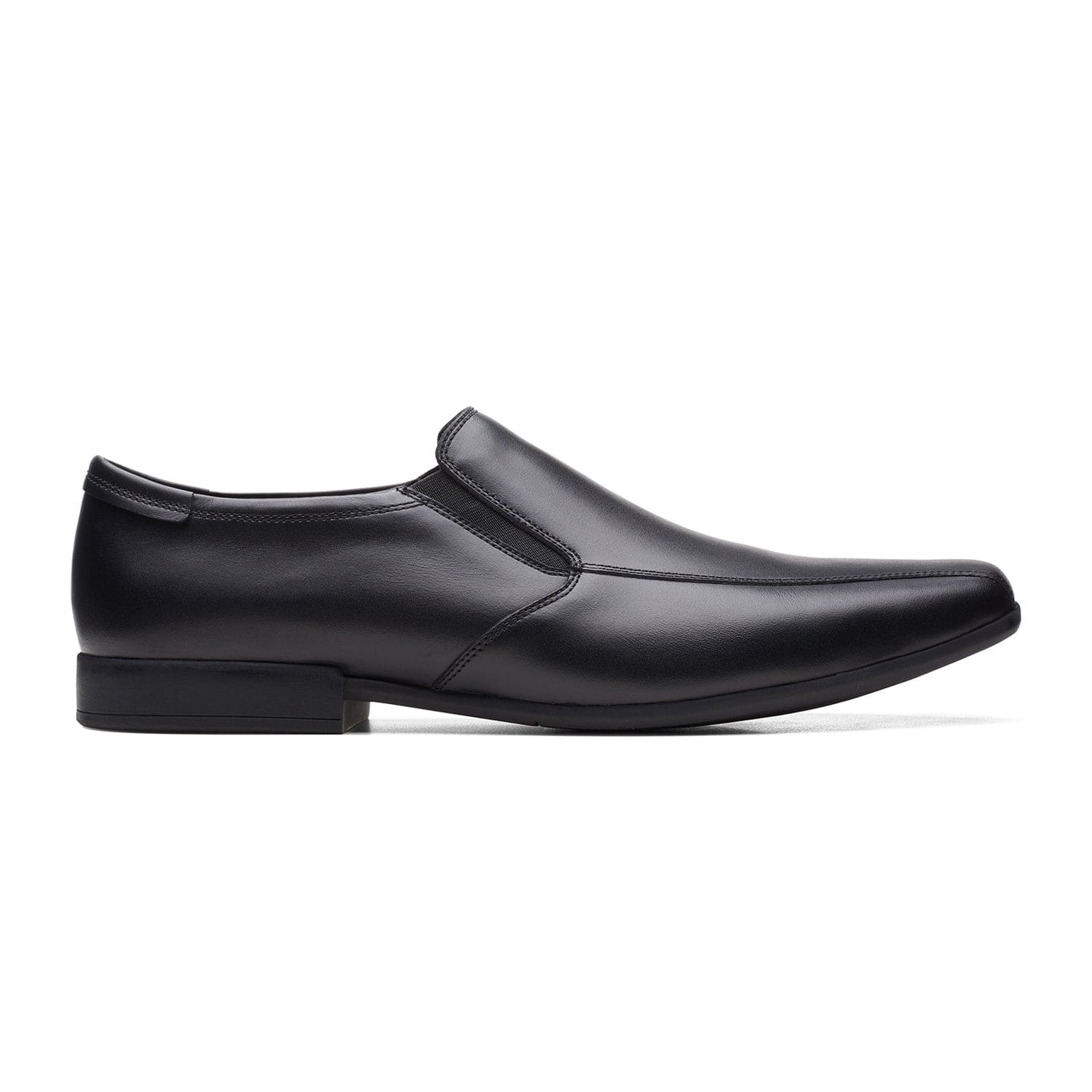 Clarks Sidton Edge Shoes - Black Leather - 261656037 - G Width (Standard Fit)
