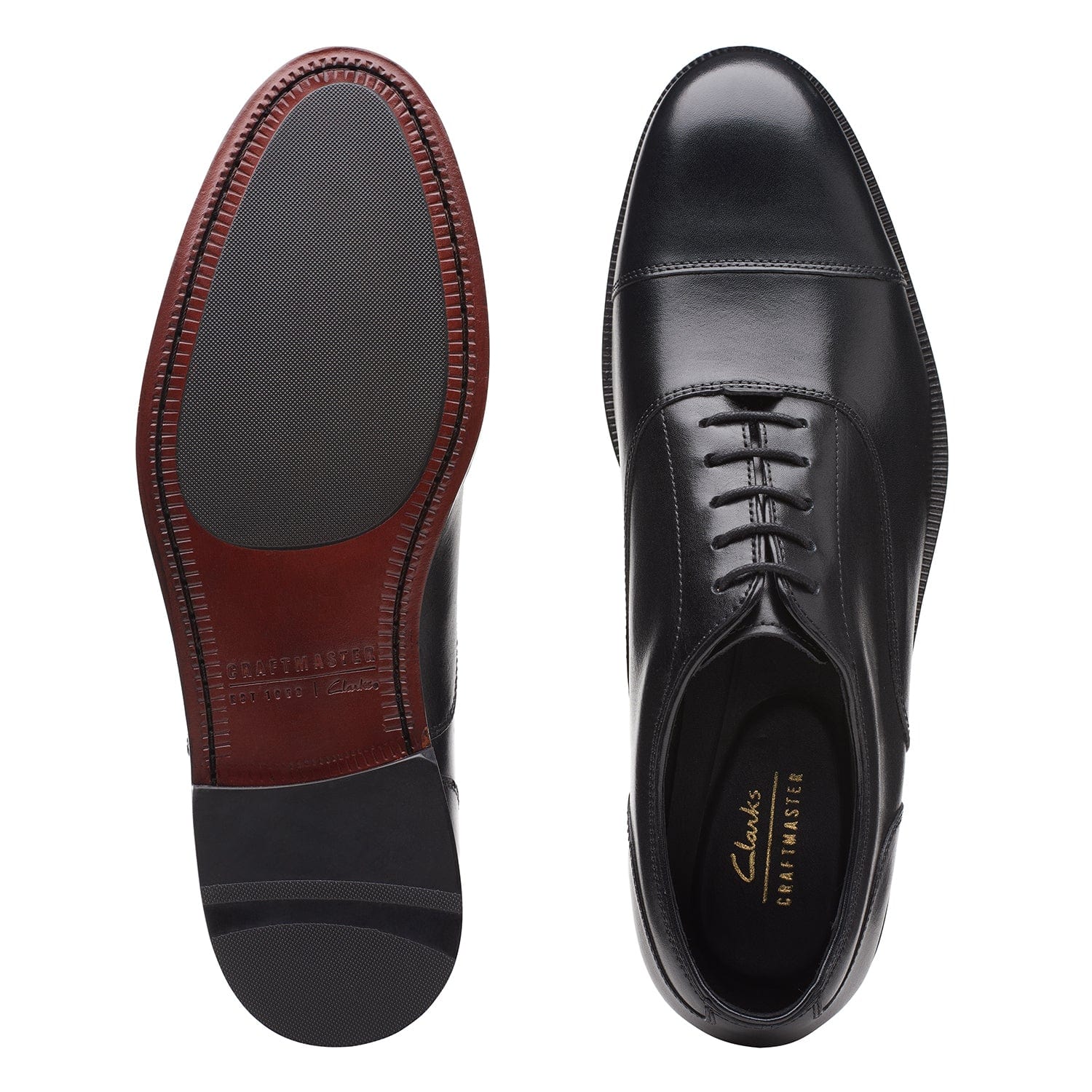 Clarks Craftdean Cap Shoes - Black Leather - 261691757 - G Width (Stan – Jashanmal