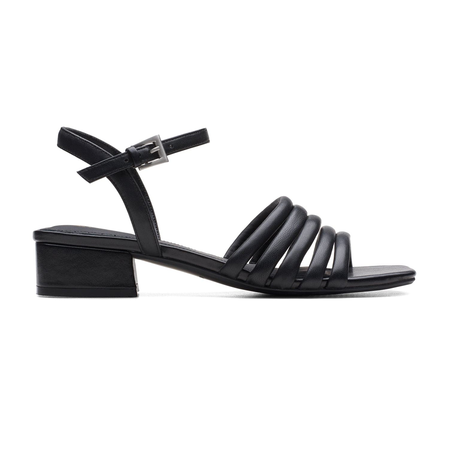 Clarks Seren25 Part Sandals - Black Leather - 261708194 - D Width (Standard Fit)