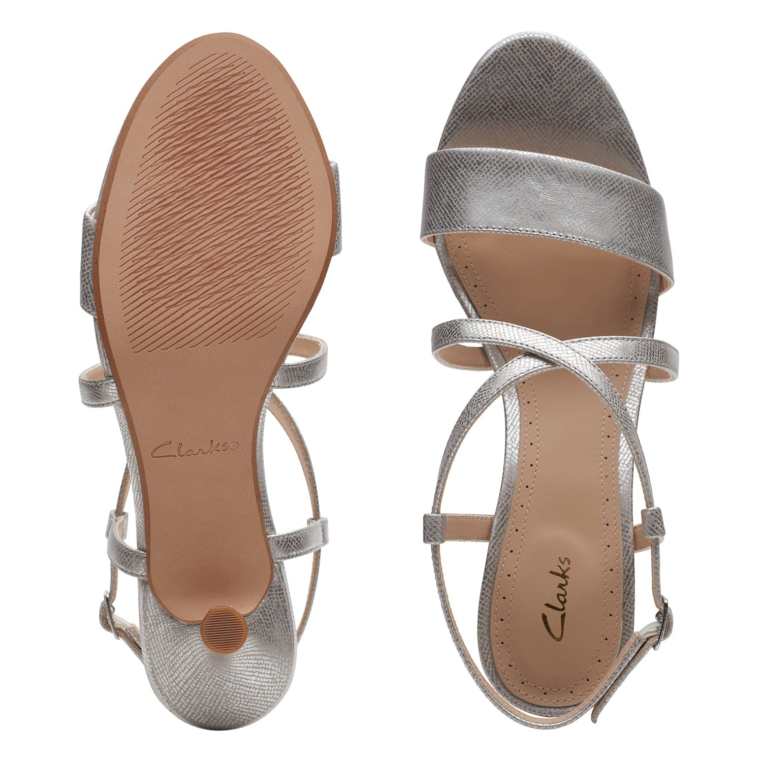 Clarks Amali Buckle - Sandals - Silver Metallic - 261709524 - D Width (Standard Fit)