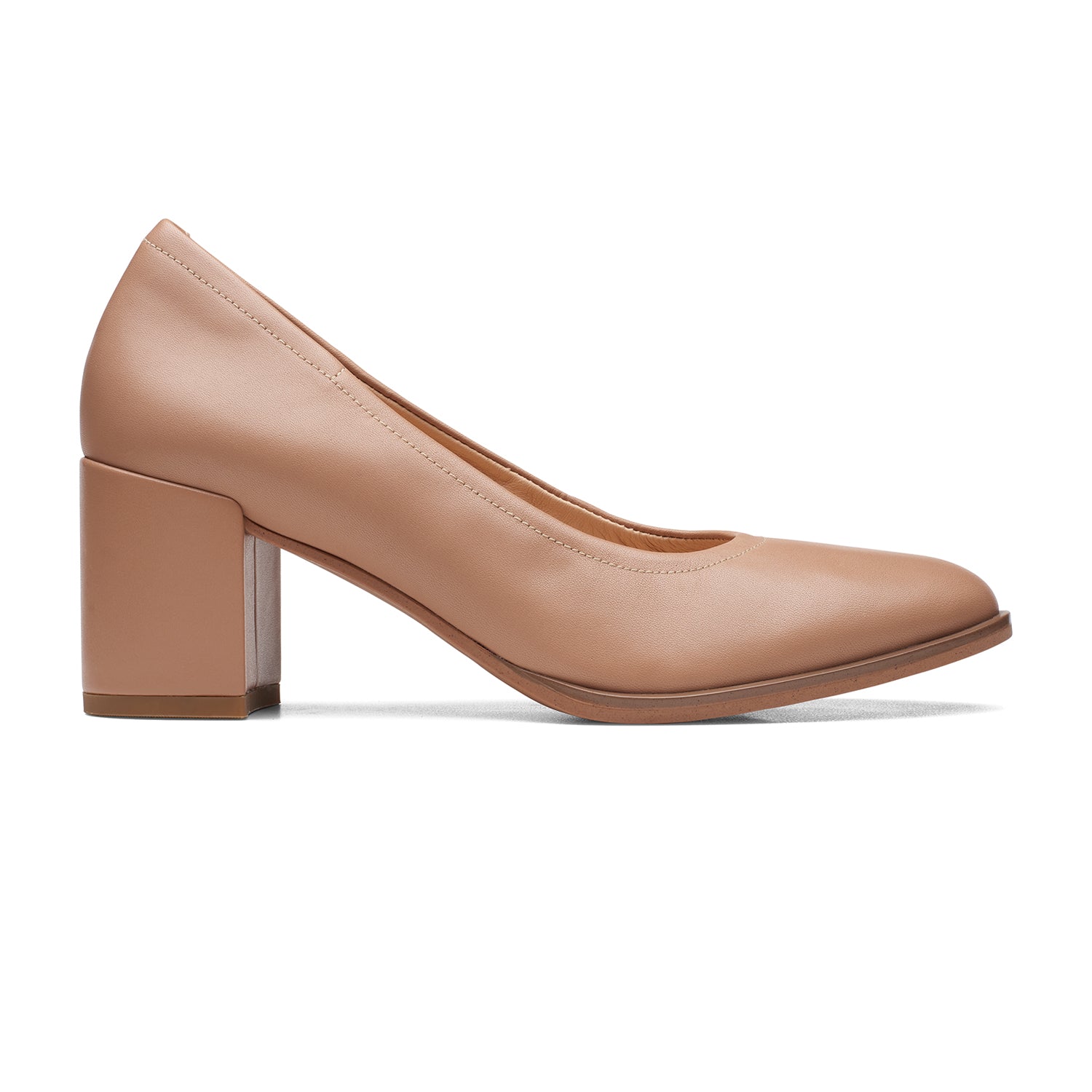 Clarks Freva55 Court Shoes - Praline Leather - 261709635 E Width (Wide Fit)
