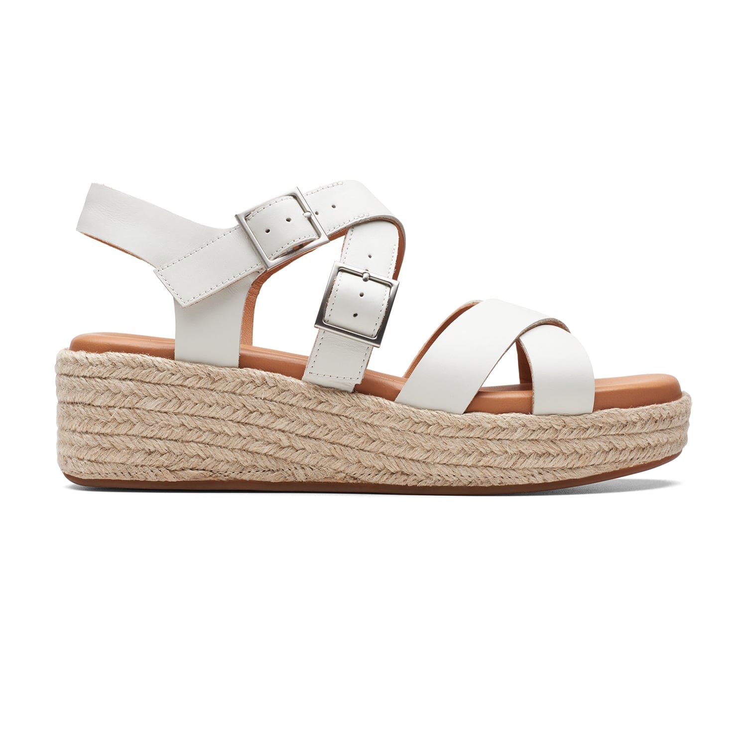 Clarks Kimmei Buckle Sandals - Off White Combi - 261709764 - D Width (Standard Fit)
