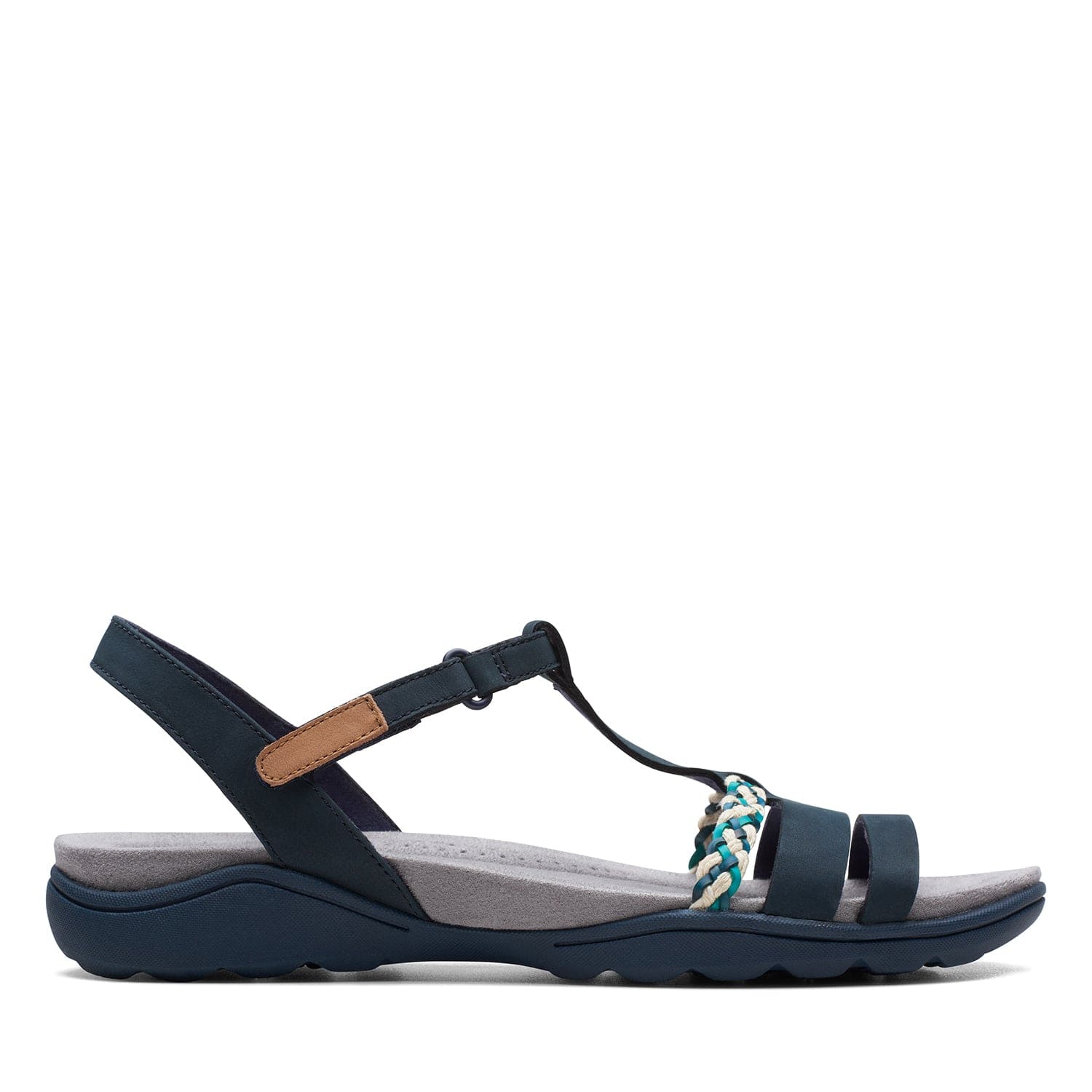 Clarks Amanda Tealite Sandals - Navy Nubuck - 261711285 - E Width (Wide Fit)