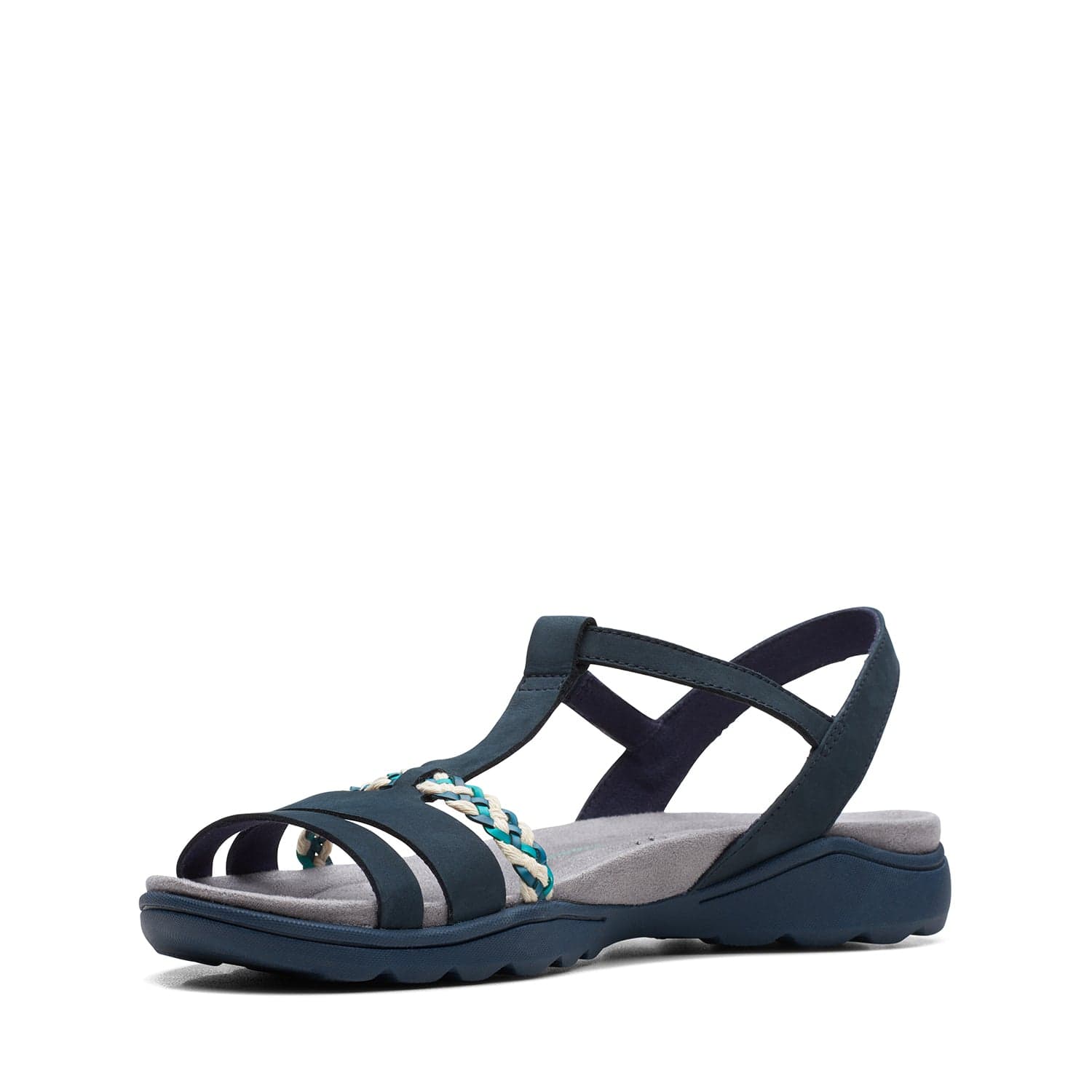 Clarks Amanda Tealite - Sandals - Navy Nubuck - 261711285 - E Width (Wide Fit)