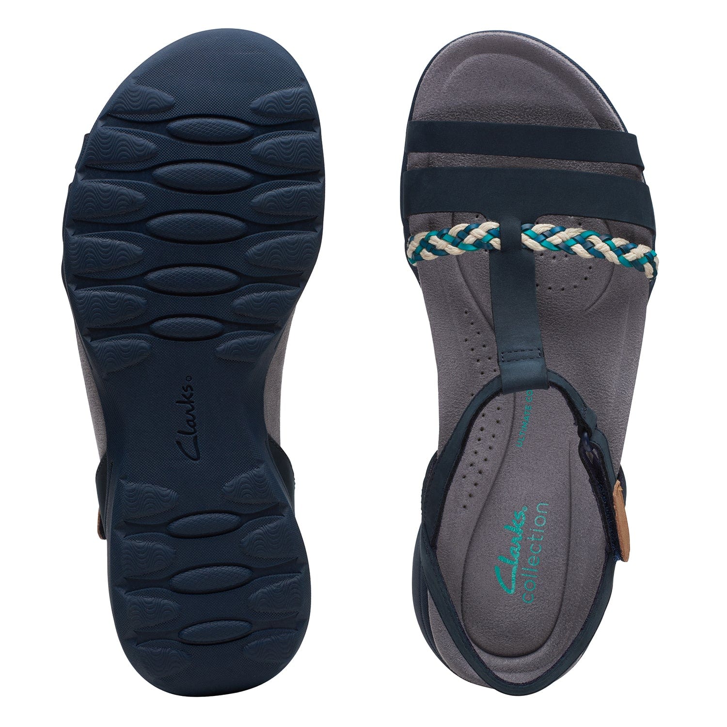 Clarks Amanda Tealite - Sandals - Navy Nubuck - 261711285 - E Width (Wide Fit)