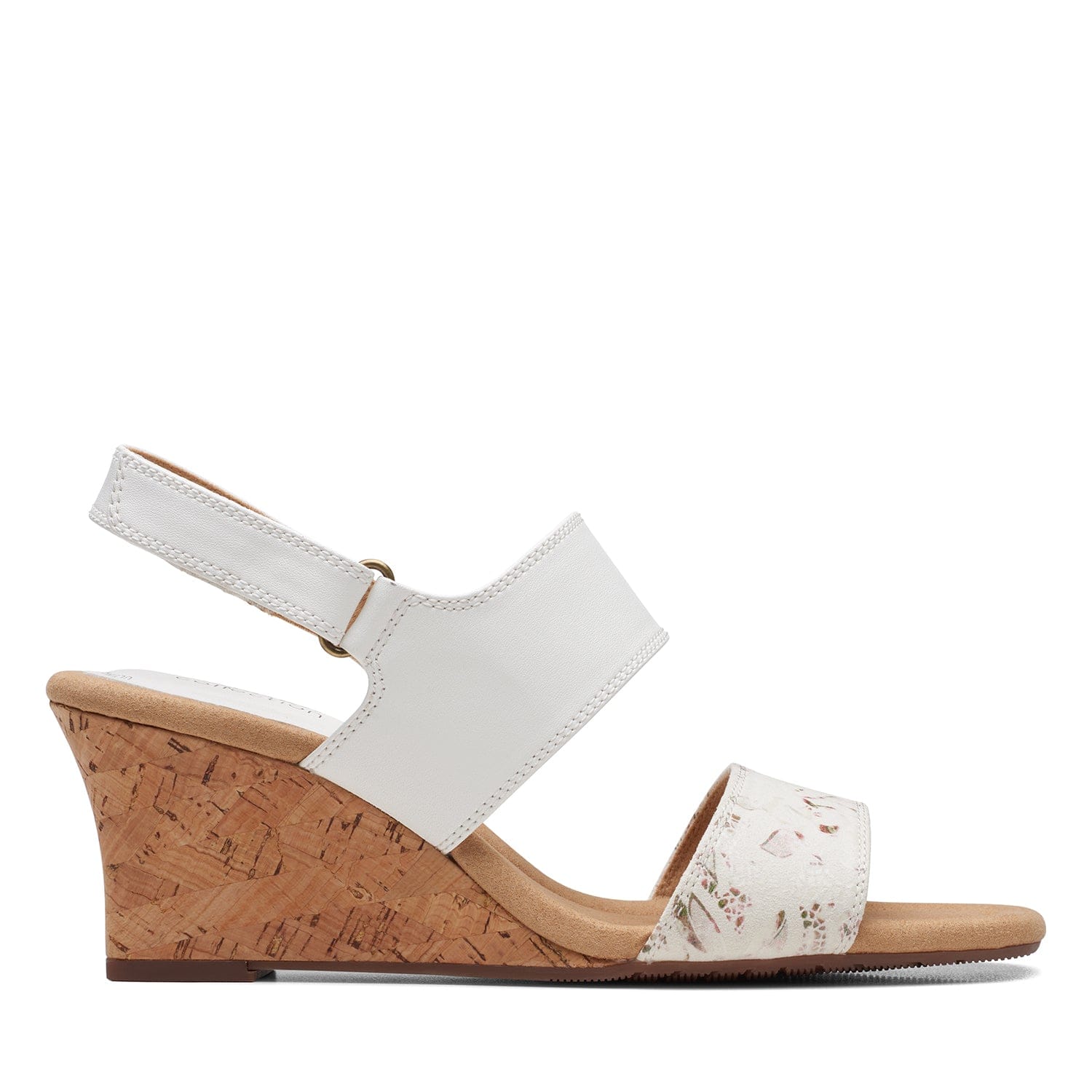 Clarks Kyarra Faye Sandals - White Leather - 261712385 - E Width (Wide Fit)