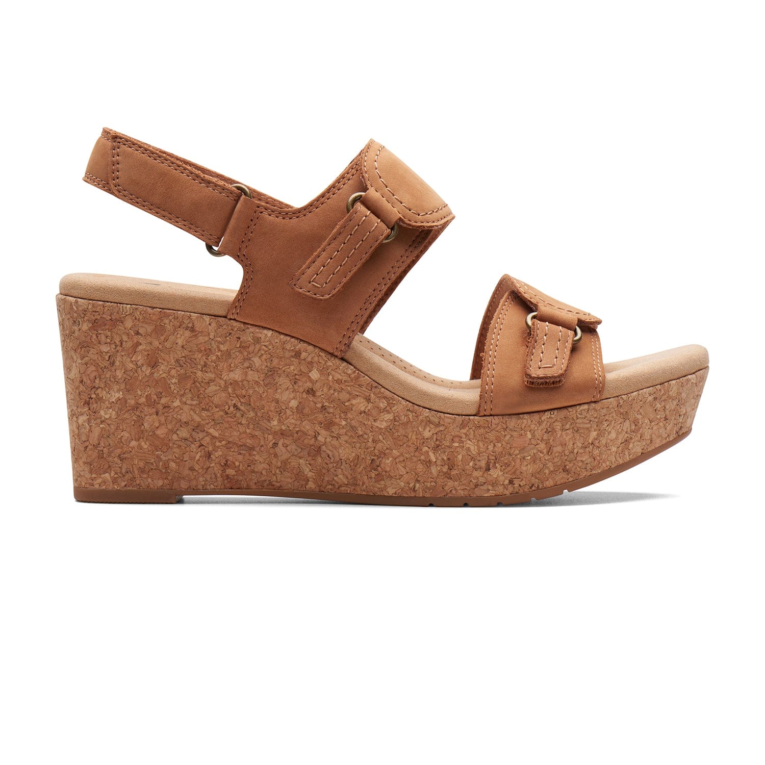 Clarks Rose Lane Sandals - Light Tan Nubuck - 261713155 - E Width (Wide Fit)