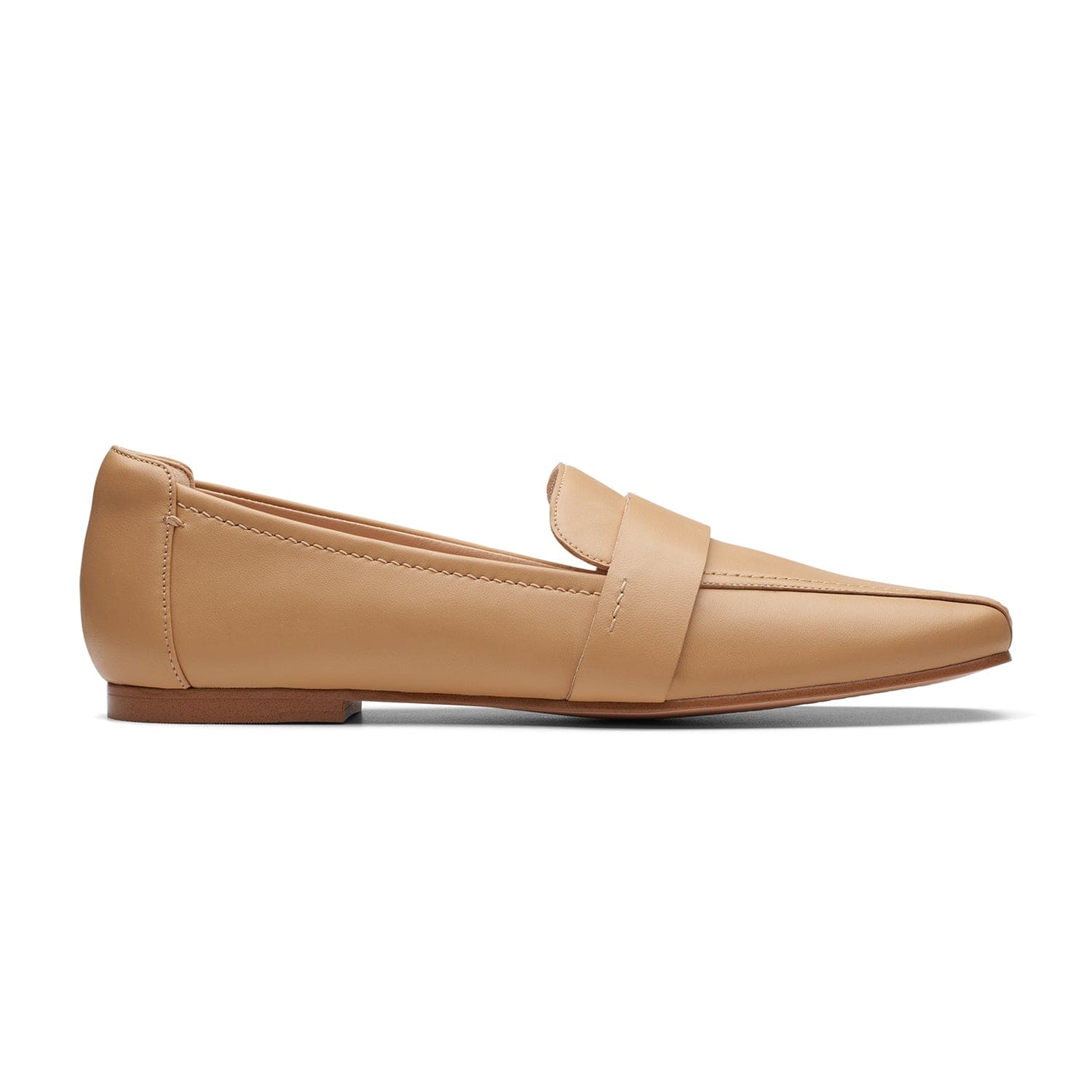 Clarks Seren Flat Shoes - Camel Leather - 261716134 - D Width (Standard Fit)