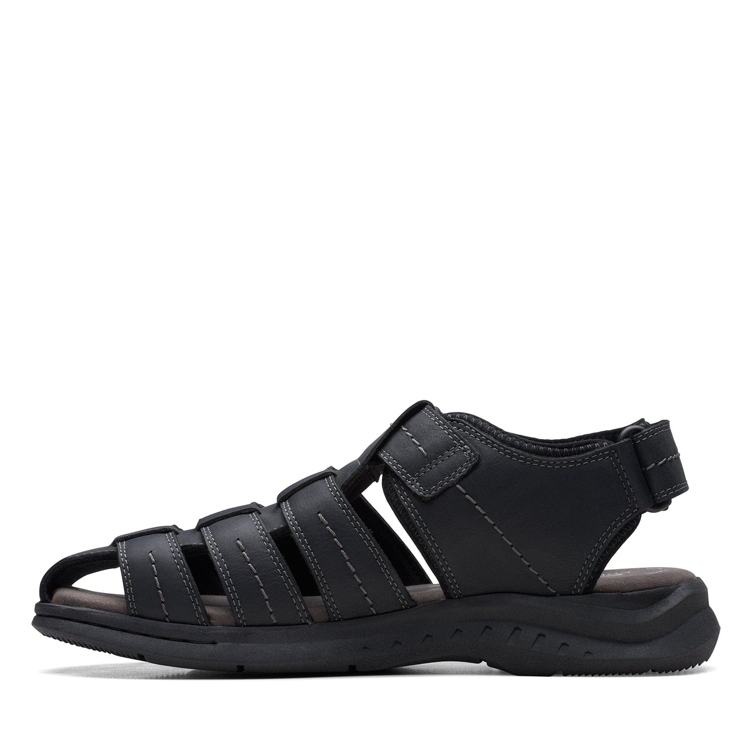 Clarks Walkford Fish - Sandals - Black Tumbled - 261717938 - H Width (Wide Fit)