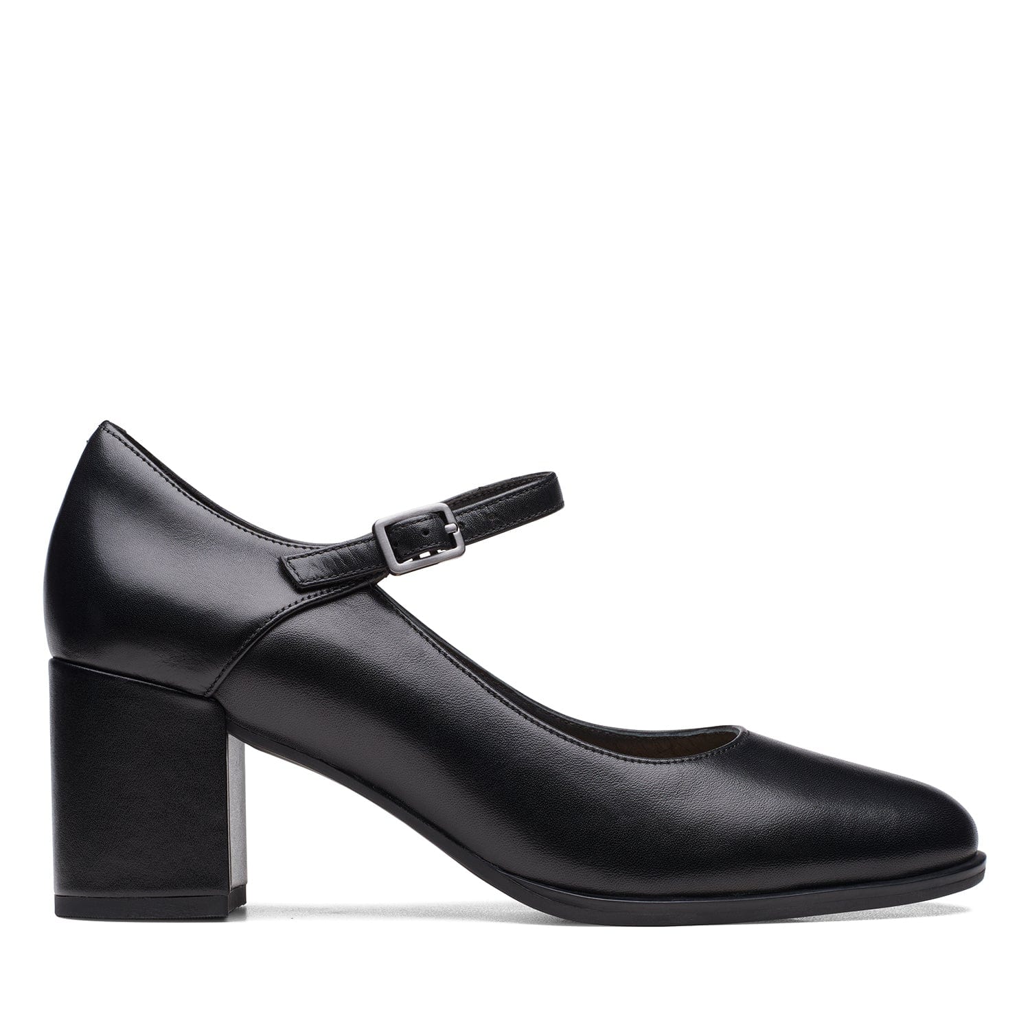 Clarks Freva55 Strap Shoes - Black Leather - 261720525 - E Width (Wide Fit)