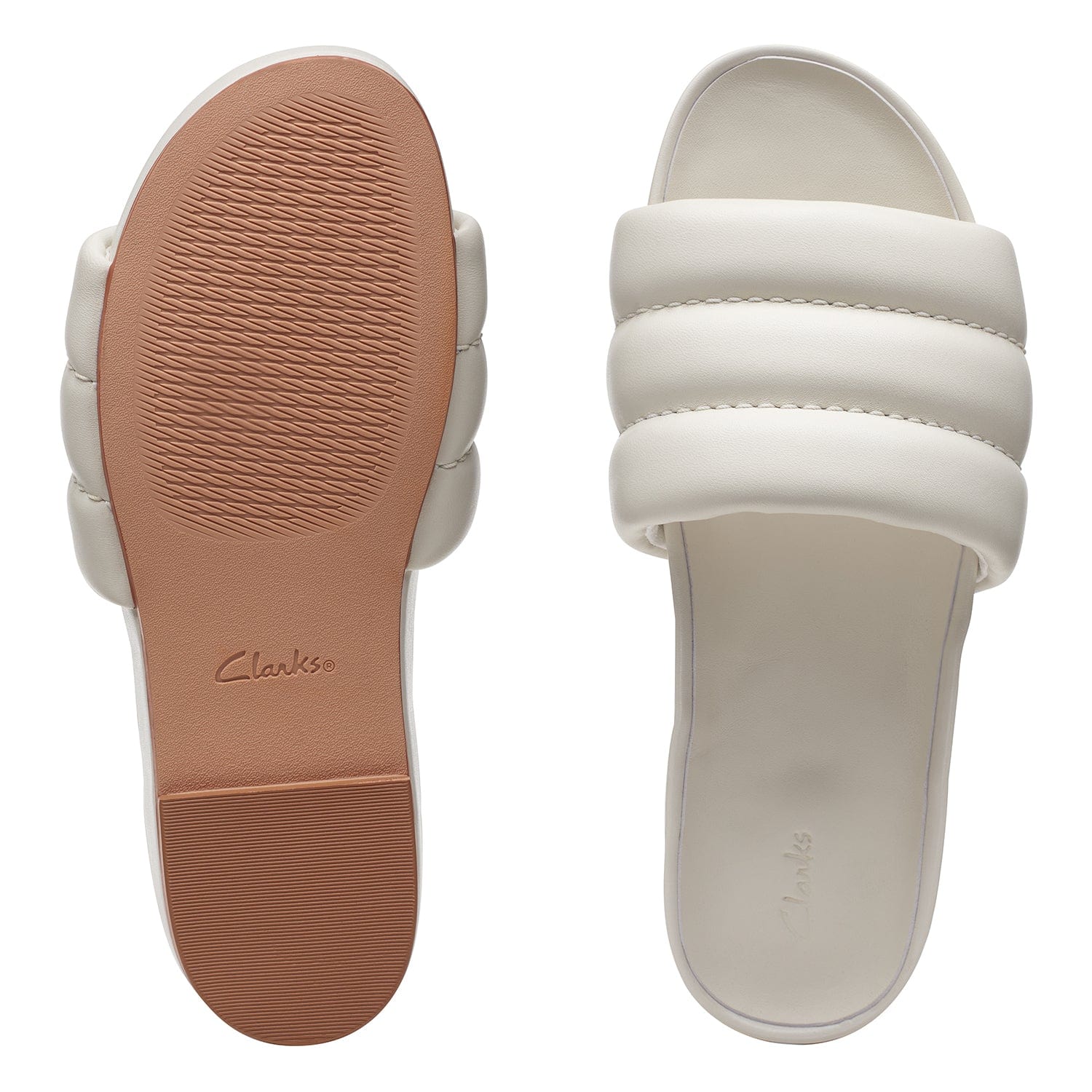 Clarks Pure Soft - Sandals - Off White Leather - 261737014 - D Width (Standard Fit)