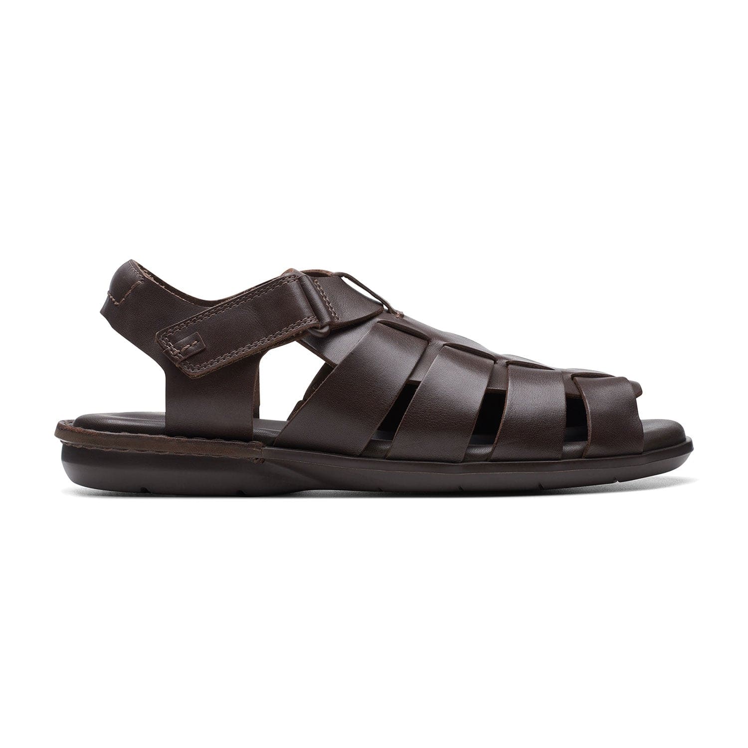Clarks Penryn Strap Sandals - Dark Brown Lea  261745887 -G Width (Standard Fit)