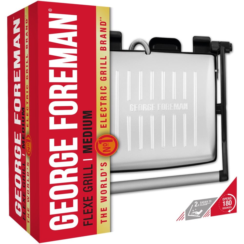 George Foreman Flexe Electric Grill-Flat, Open Griddle, Panini Press and Sandwich Maker, White Gold- 26250
