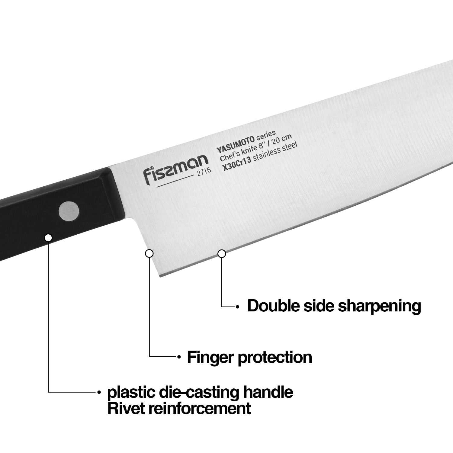 Fissman 13 Piece Knife Set Yasumoto with Wooden Block Chef Knife 20cm, Slicing Knife 20cm,Bread Knife 20cm,Utility Knife 13cm,Pairing Knife 9cm, Steak Knife,MultiFunctional Scissor 20cm