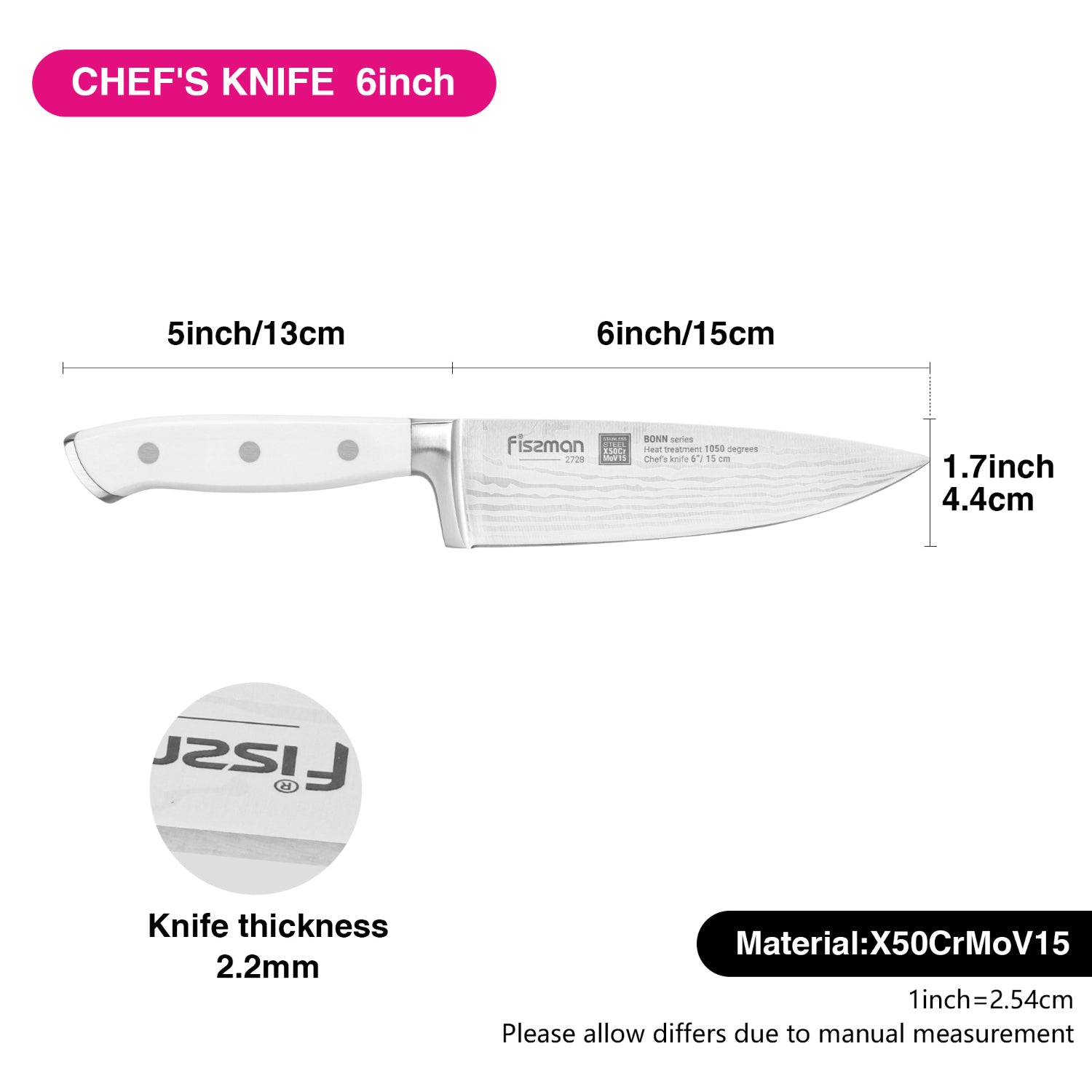 Fissman 6'' Chef`s Knife Bonn - X50CrMoV15 steel