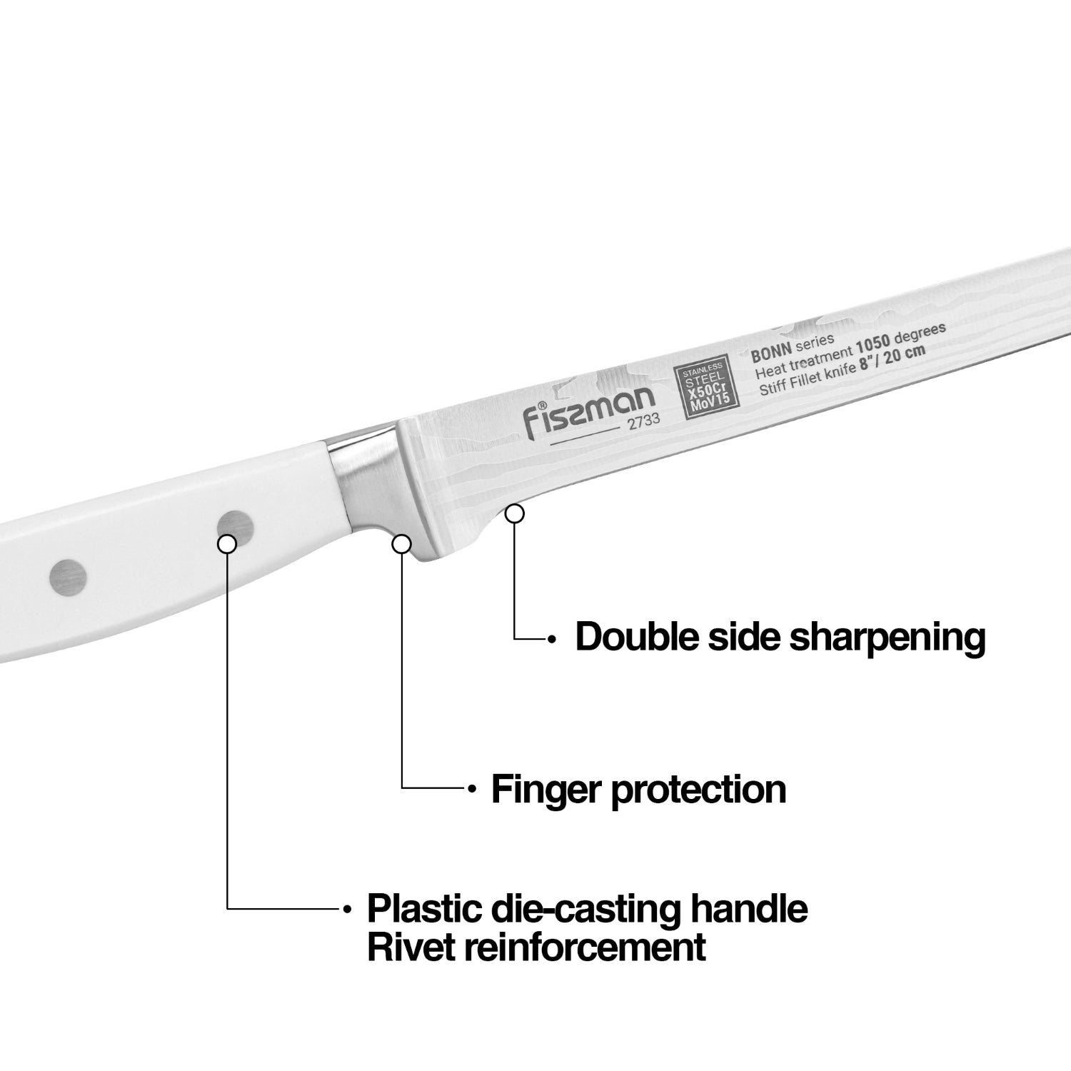 Fissman 8'' Stiff Fillet Knife Bonn - X50CrMoV15 steel