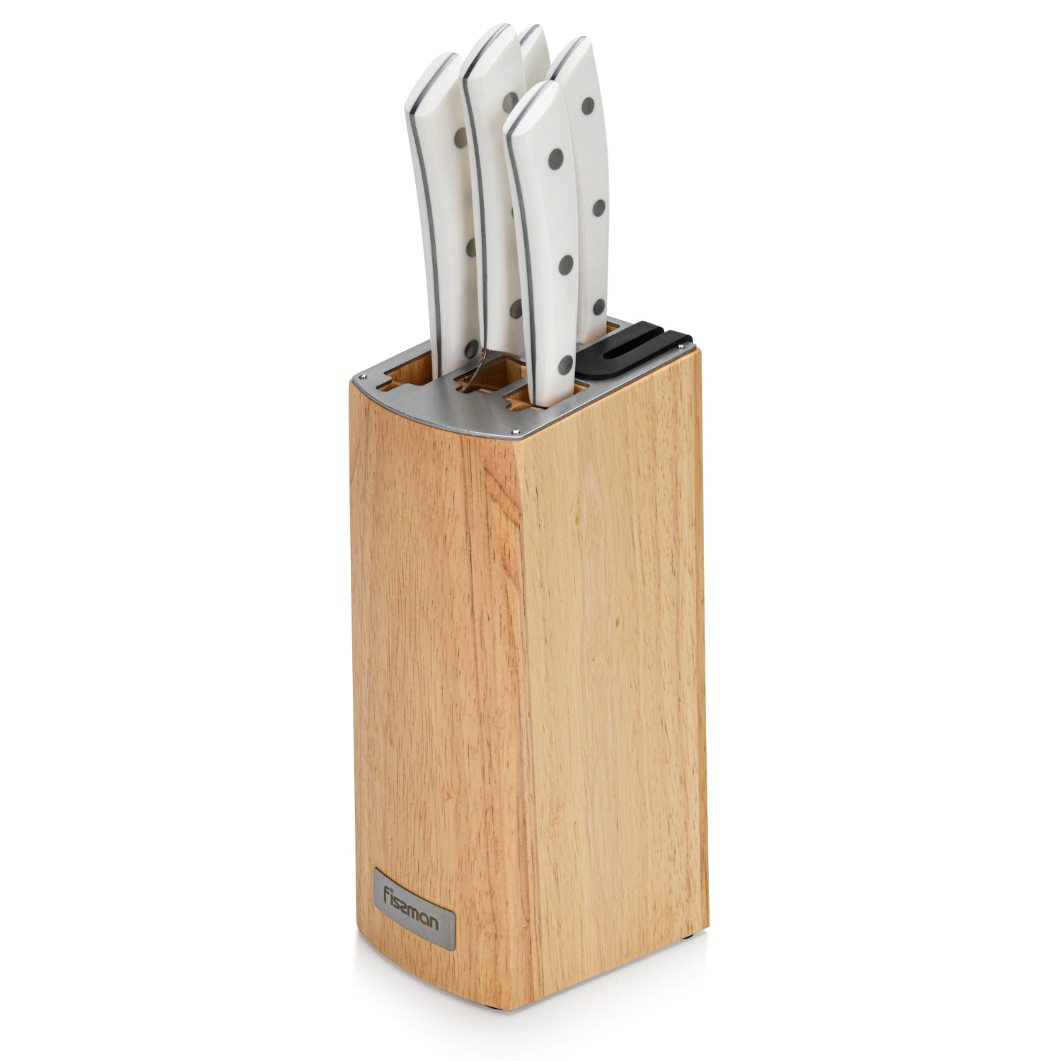 Fissman 6 Piece Knife Set ULM with Wooden Block with Buitl In Sharpener X30Cr13 Steel