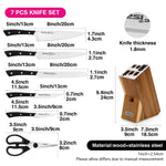 Fissman 7 Piece Knife Set Weimar with Wooden Block with Built In Sharpener X30Cr13 Steel