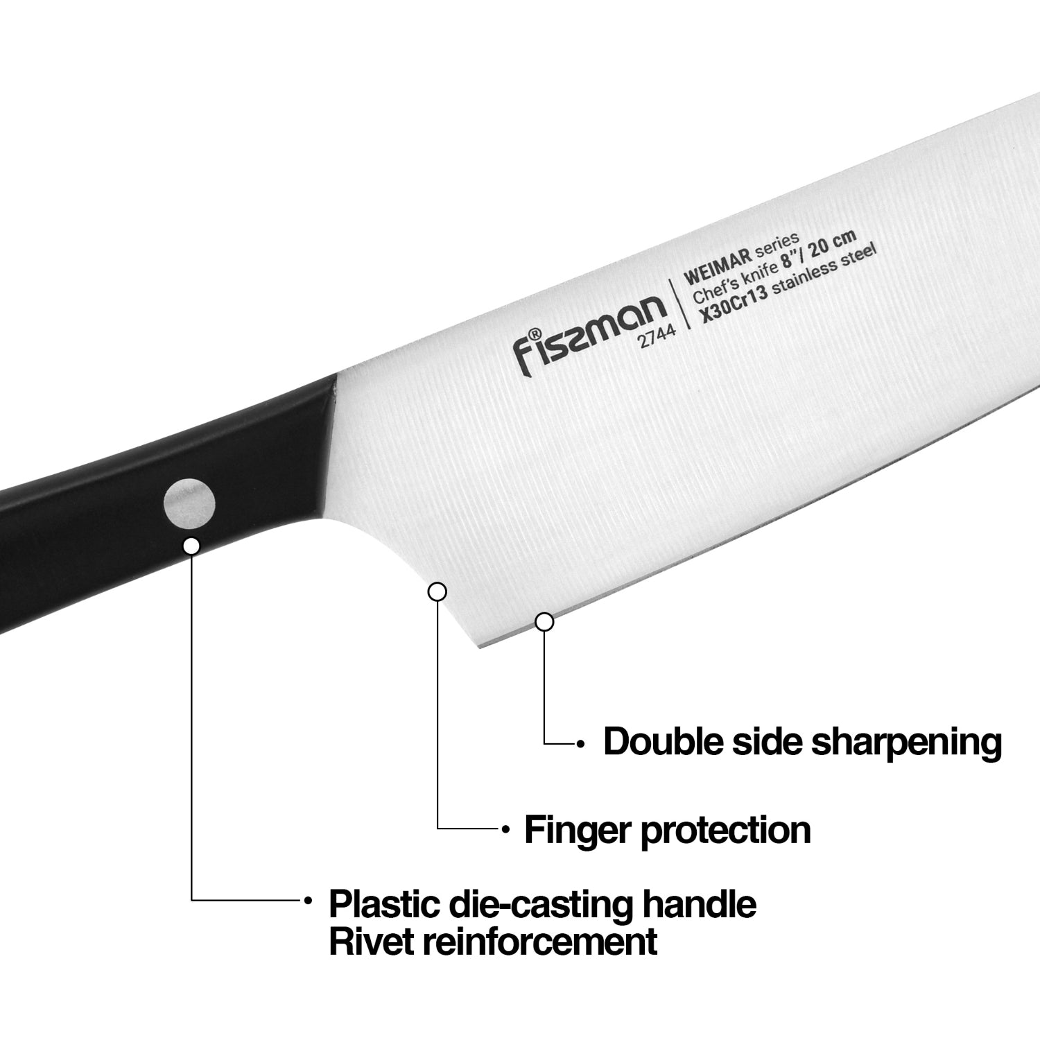 Fissman 7 Piece Knife Set Weimar with Wooden Block with Built In Sharpener X30Cr13 Steel