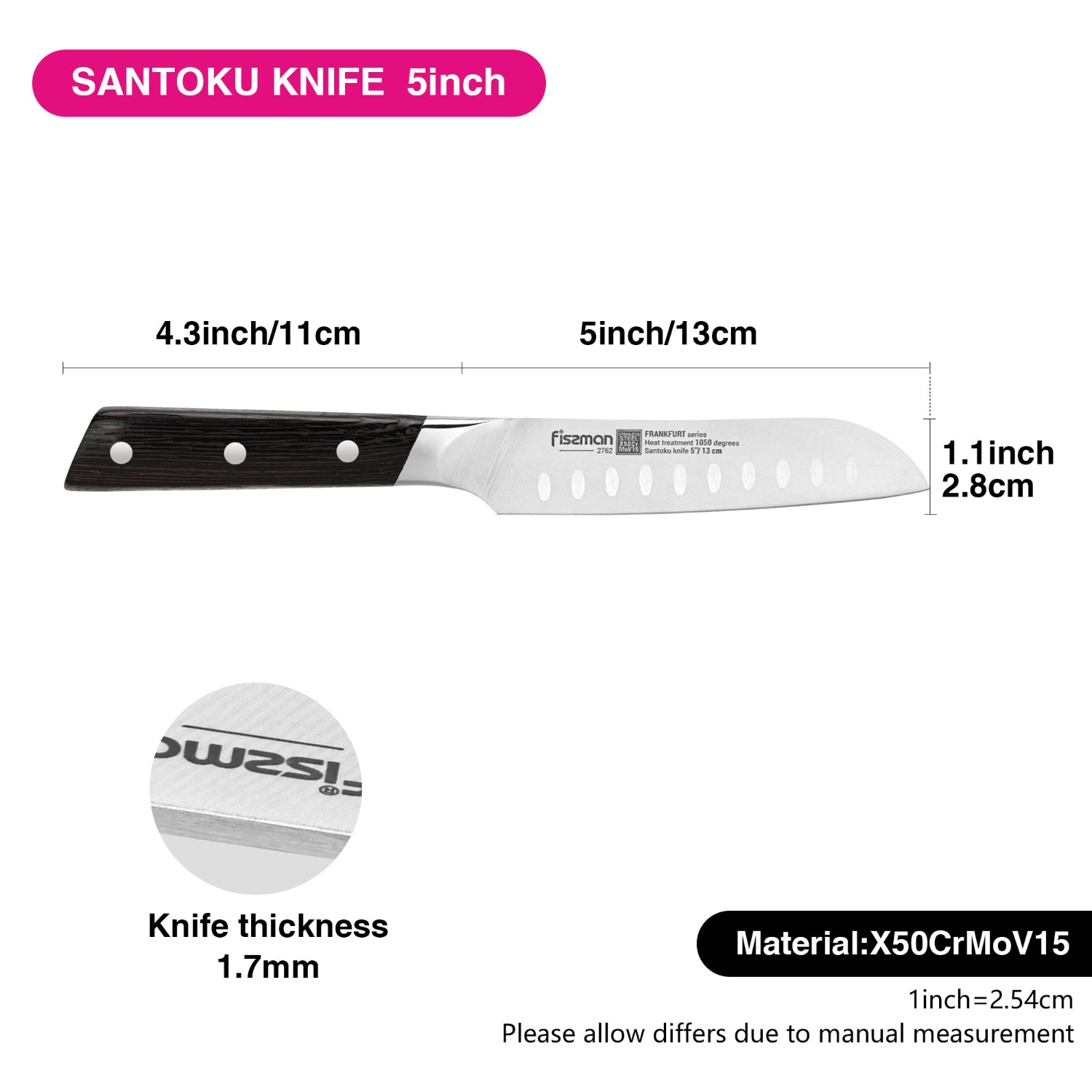 Fissman 5'' Santoku Knife FrankFruit - steel X50Cr15MoV