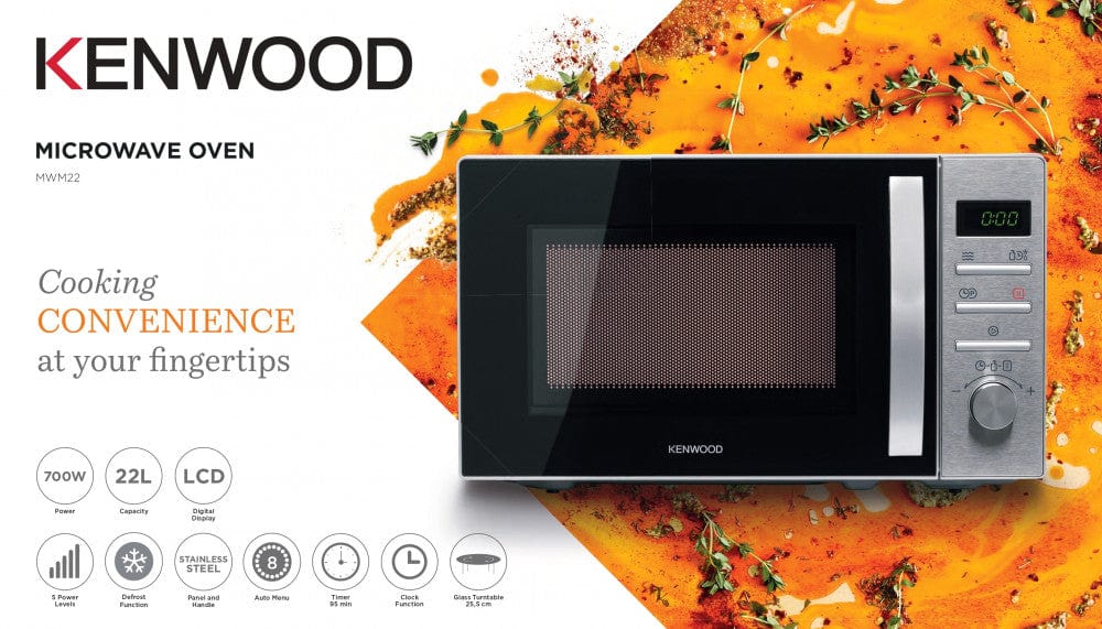 Kenwood 22L Microwave Oven 700W Black/Silver, Mwm22.000Bk