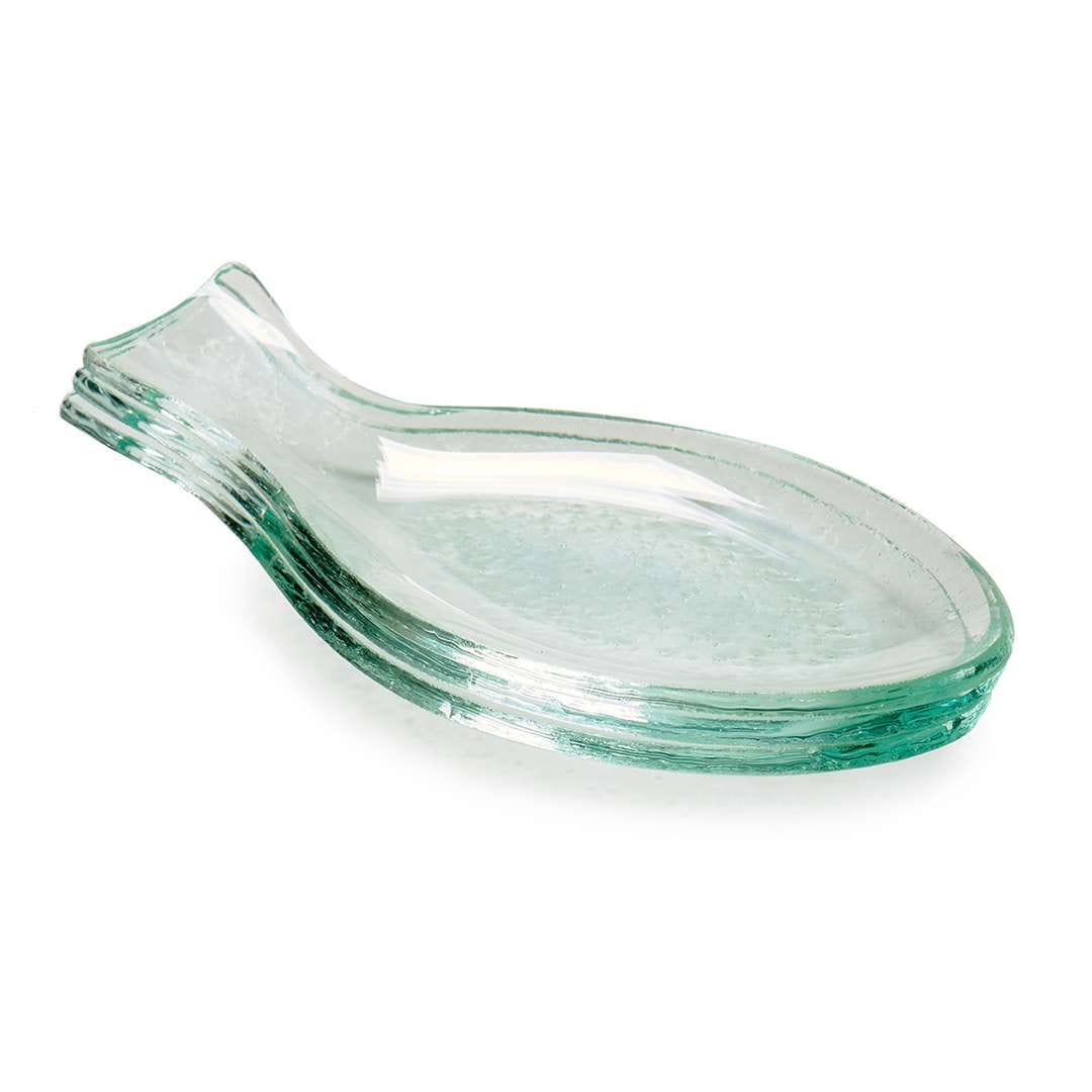 Arte Regal Transparent Spoong Shaped Glass Snack Bowls 4 Pieces Set 12.5 cm