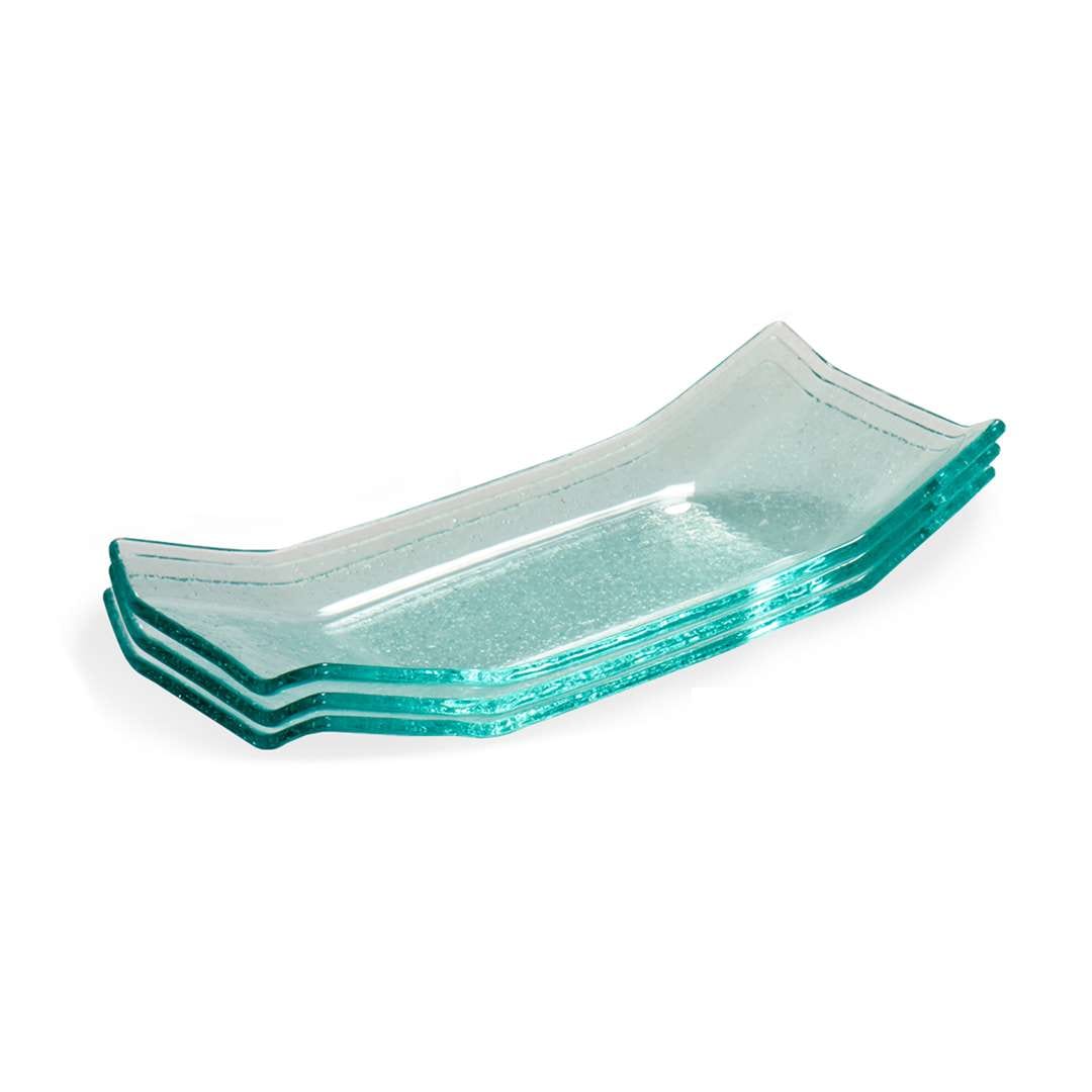 Arte Regal Transparent Rectangular Glass Appetizer Bowl 4 Pieces Set 16 cm