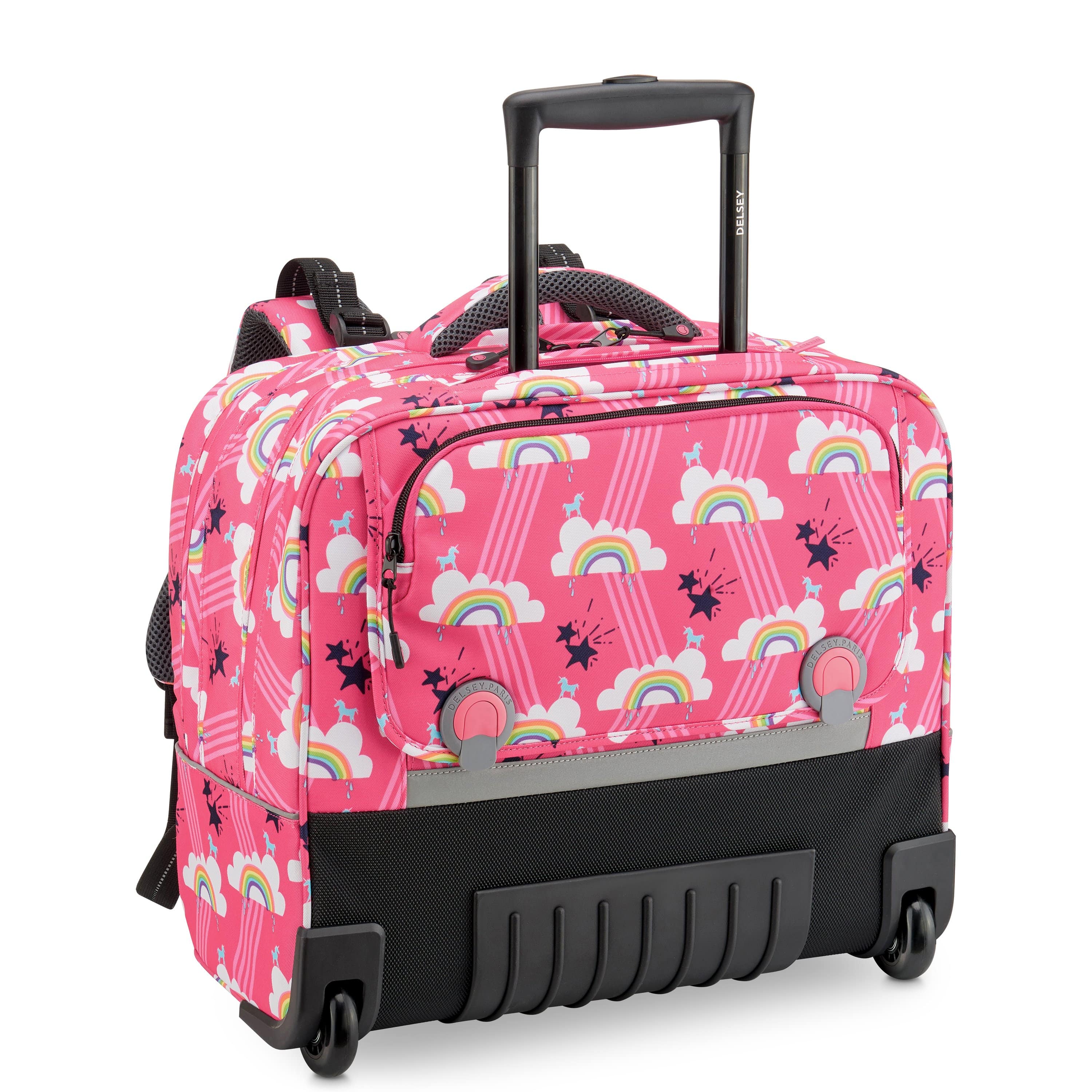 ديلسي BTS 2021 حقائب مدرسية أفقية ذات عجلات وردي