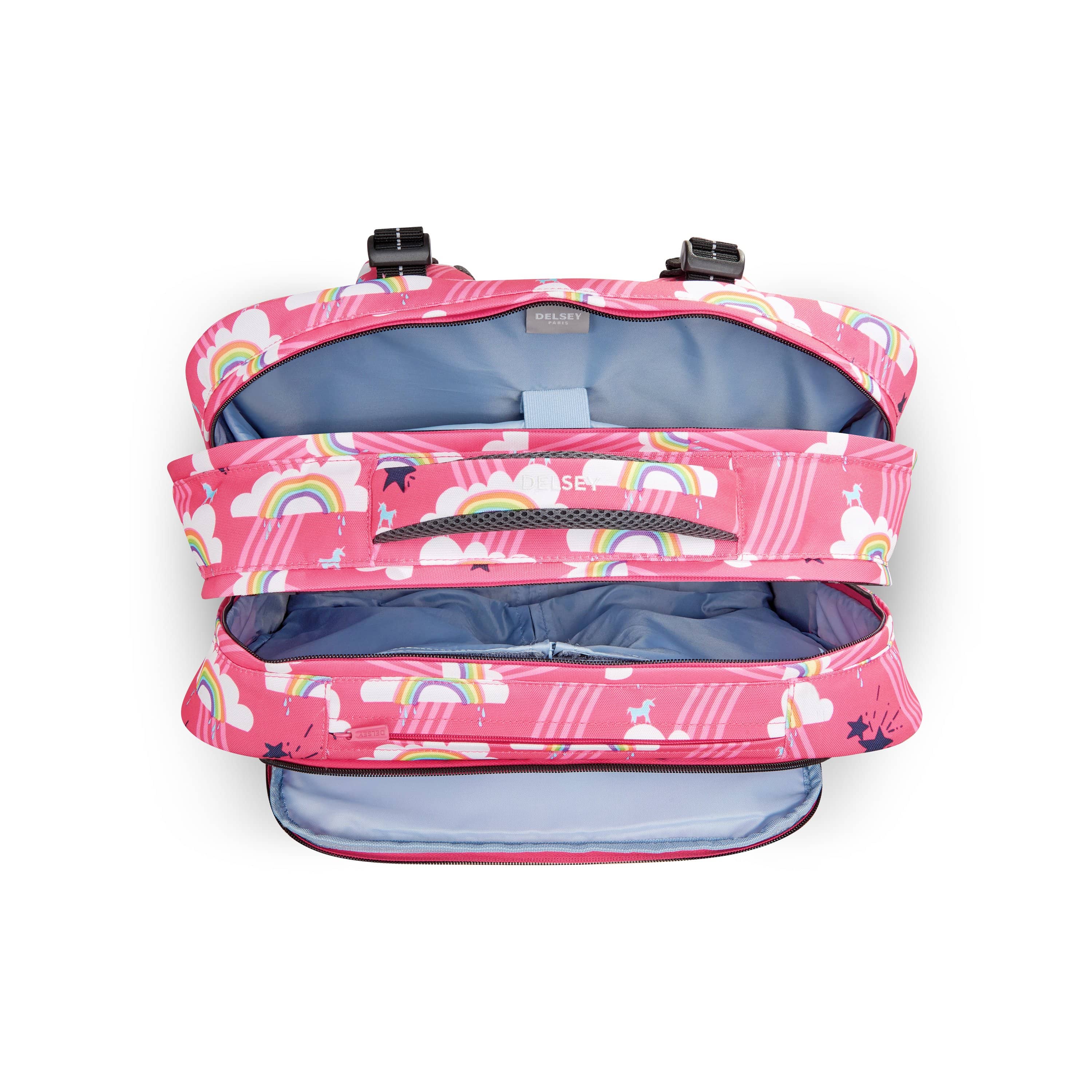ديلسي BTS 2021 حقائب مدرسية أفقية ذات عجلات وردي