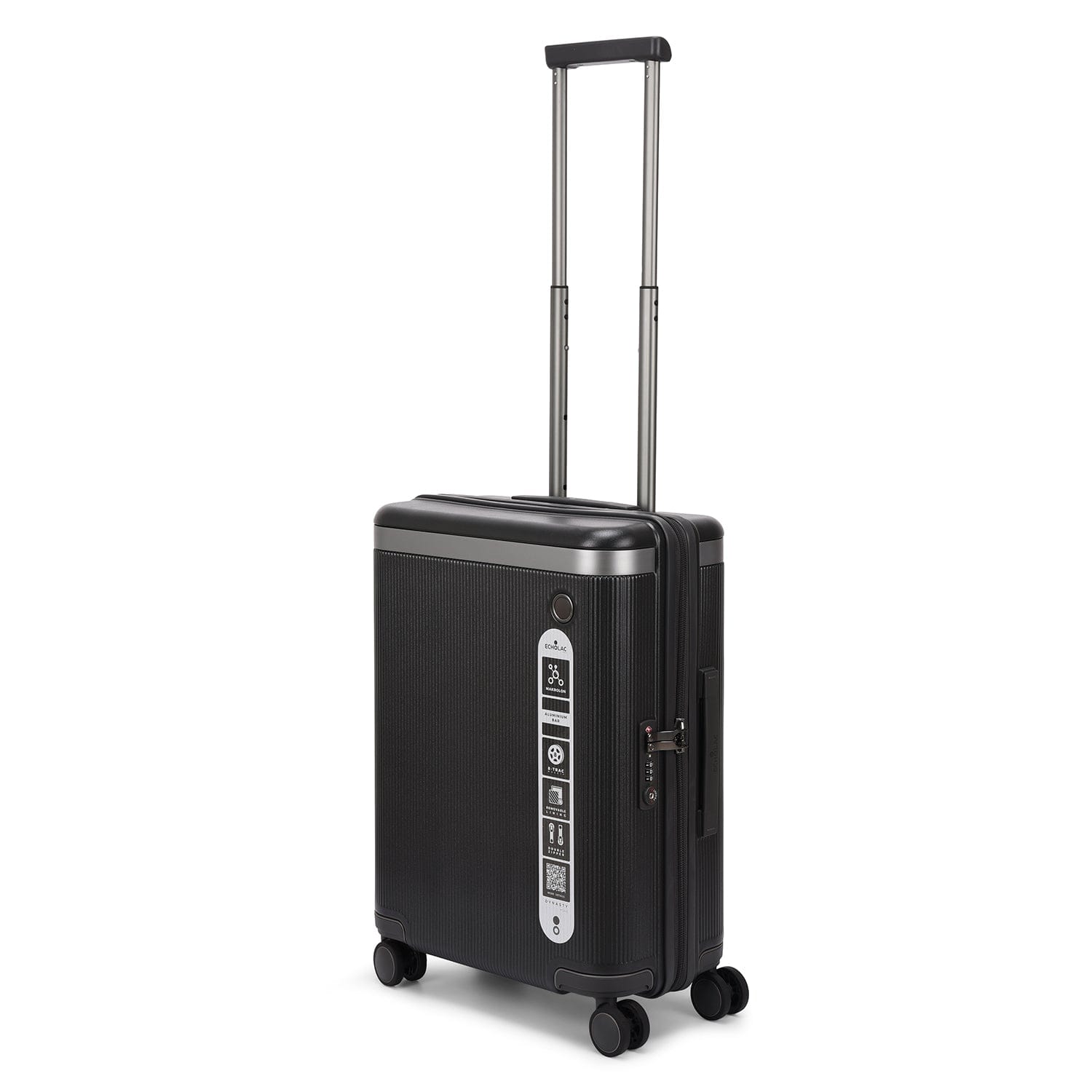 Echolac Dynasty 55cm Hardcase Non-Expandable 4 Double Wheel Cabin Luggage Trolley Vulcan Grey - PC142 20 VULCAN GREY