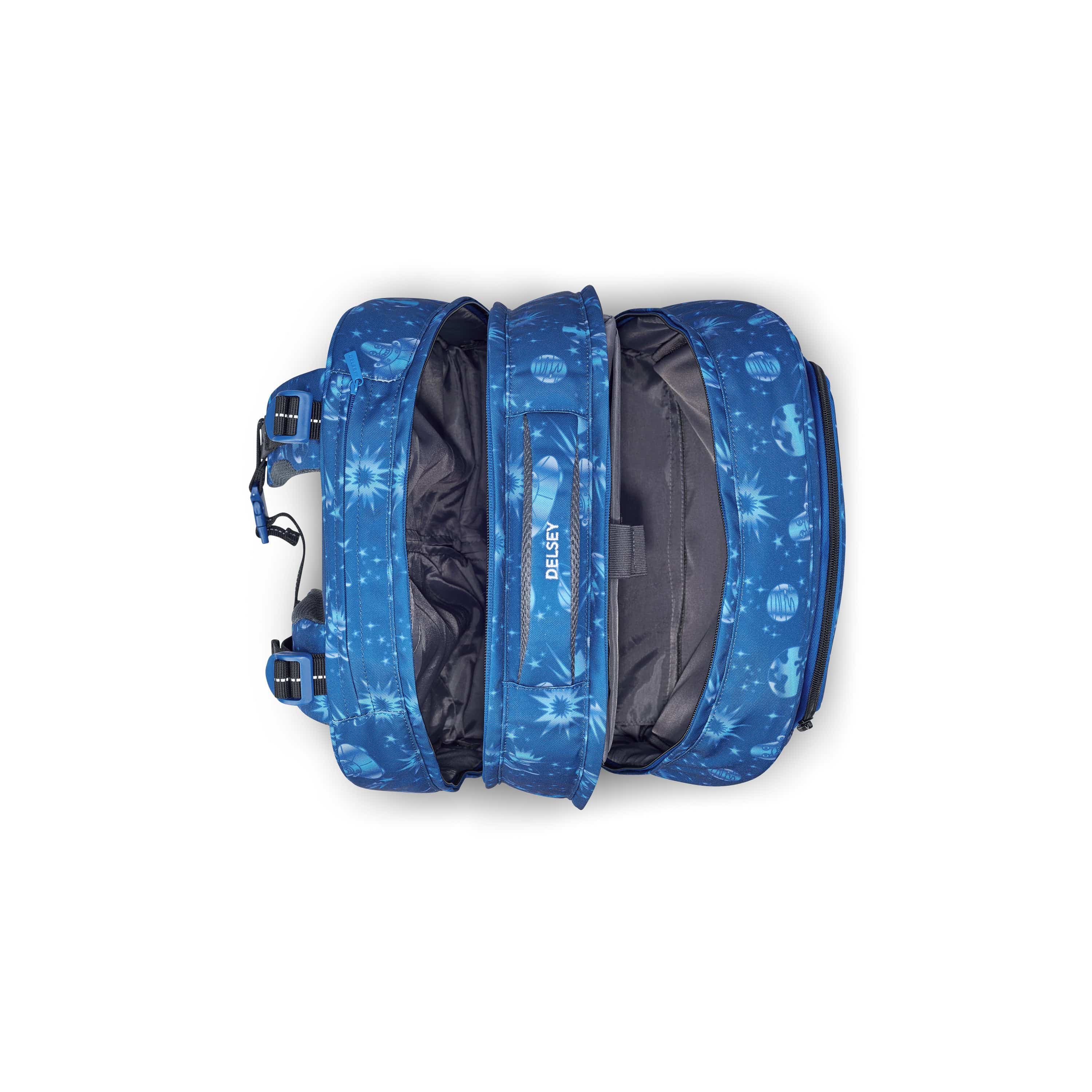 ديلسي BTS 2022 الحقائب المدرسية ذات العجلات العمودية الطباعة الزرقاء