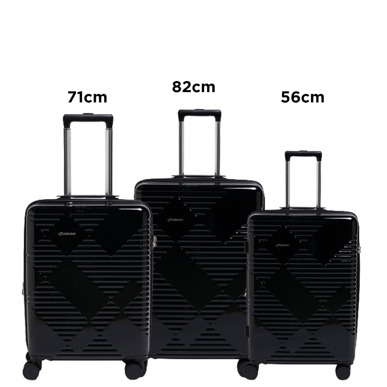 Echolac Extravagant  56+67+82cm Hardcase Expandable 4 Double Wheel 3Pc Luggage Trolley Set Black - CTH0062 S- 3PC SET BLACK