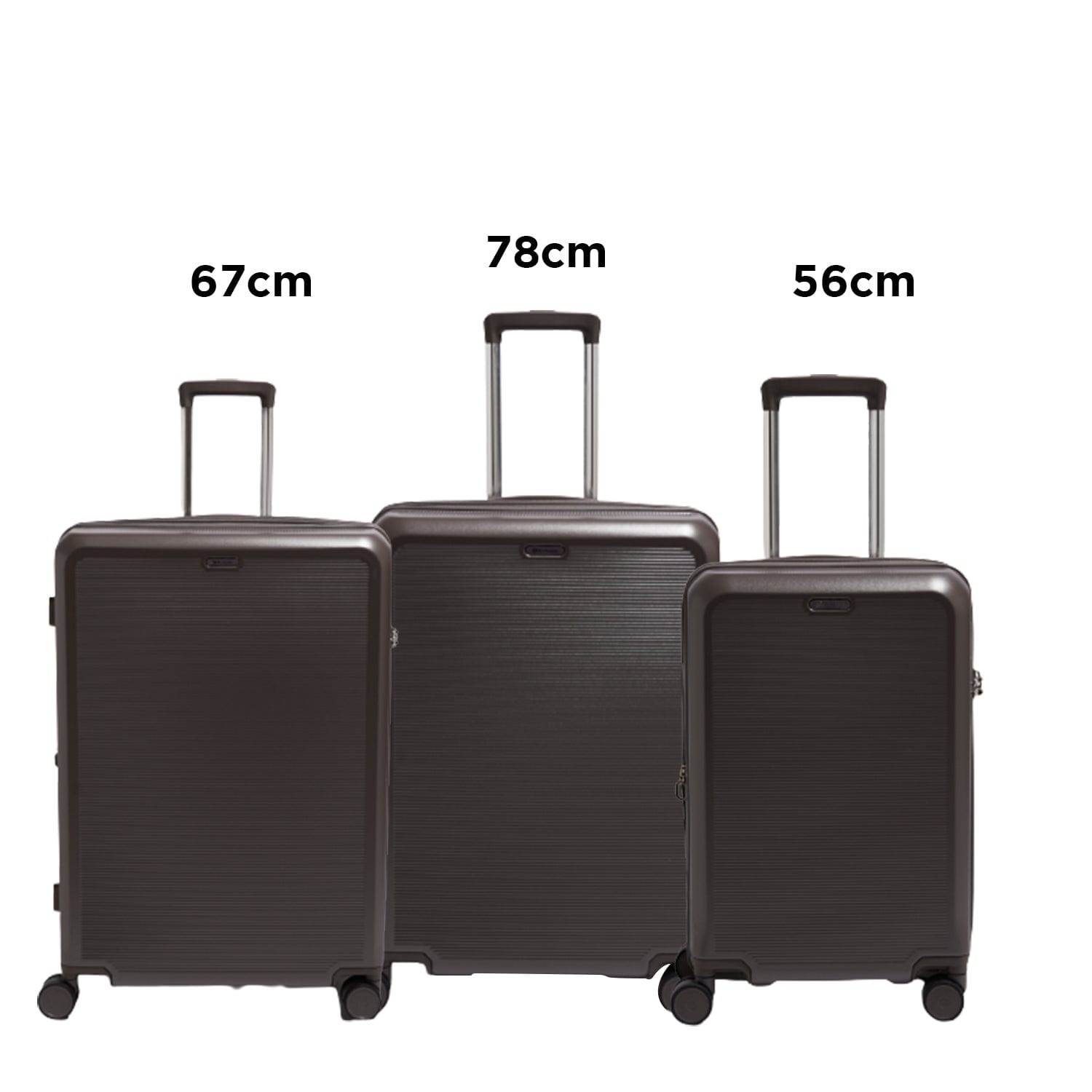 Echolac Sense 56+67+78cm Hardcase Expandable 4 Double Wheel 3 Piece Luggage Trolley Set Brown - CTH0023S -3PC SET BROWN