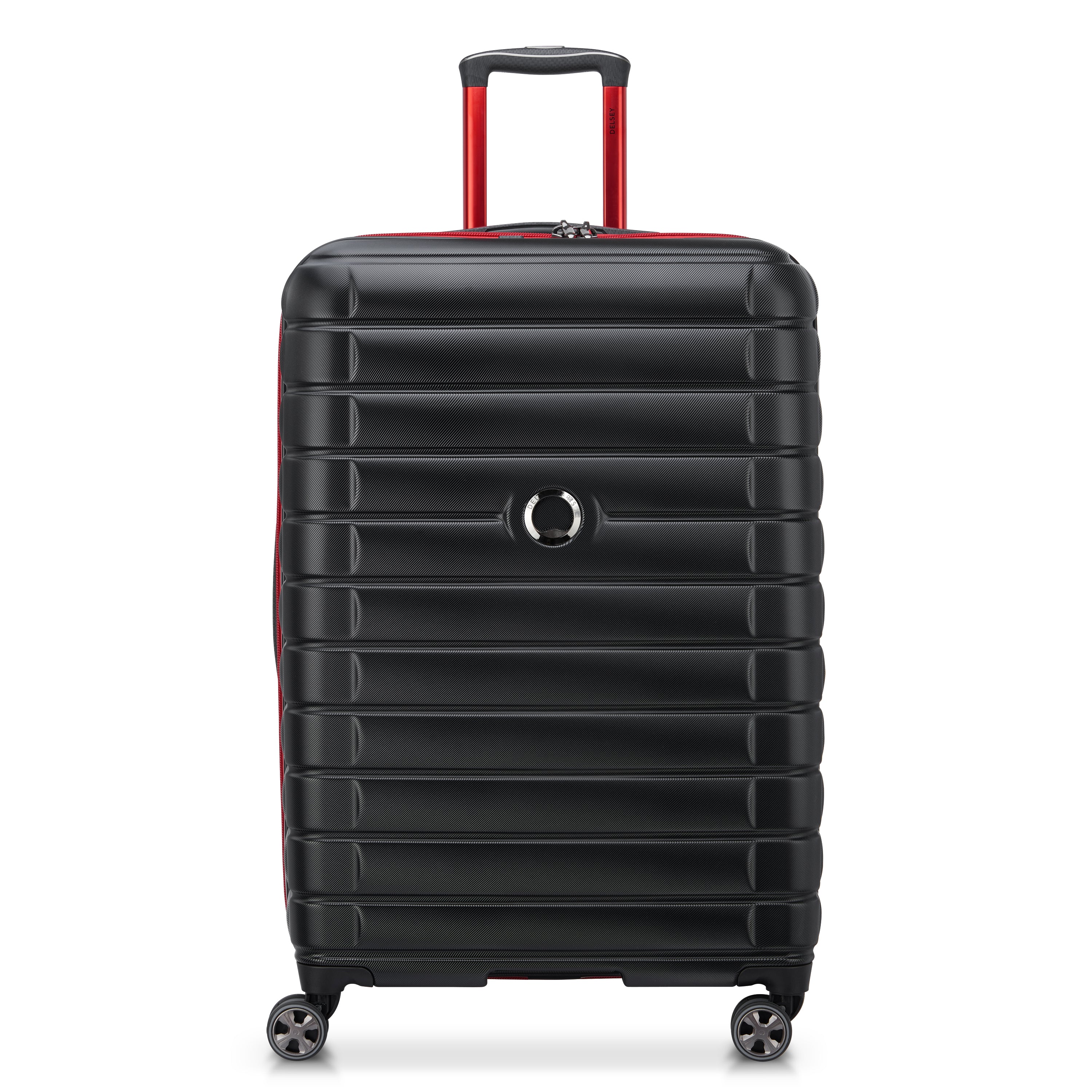Delsey Shadow 5.0 Alfa Romeo F1 Collection 75cm Hardcase Expandable 4 Double Wheel Check - In Luggage Trolley Case Black - 00287882100F1 