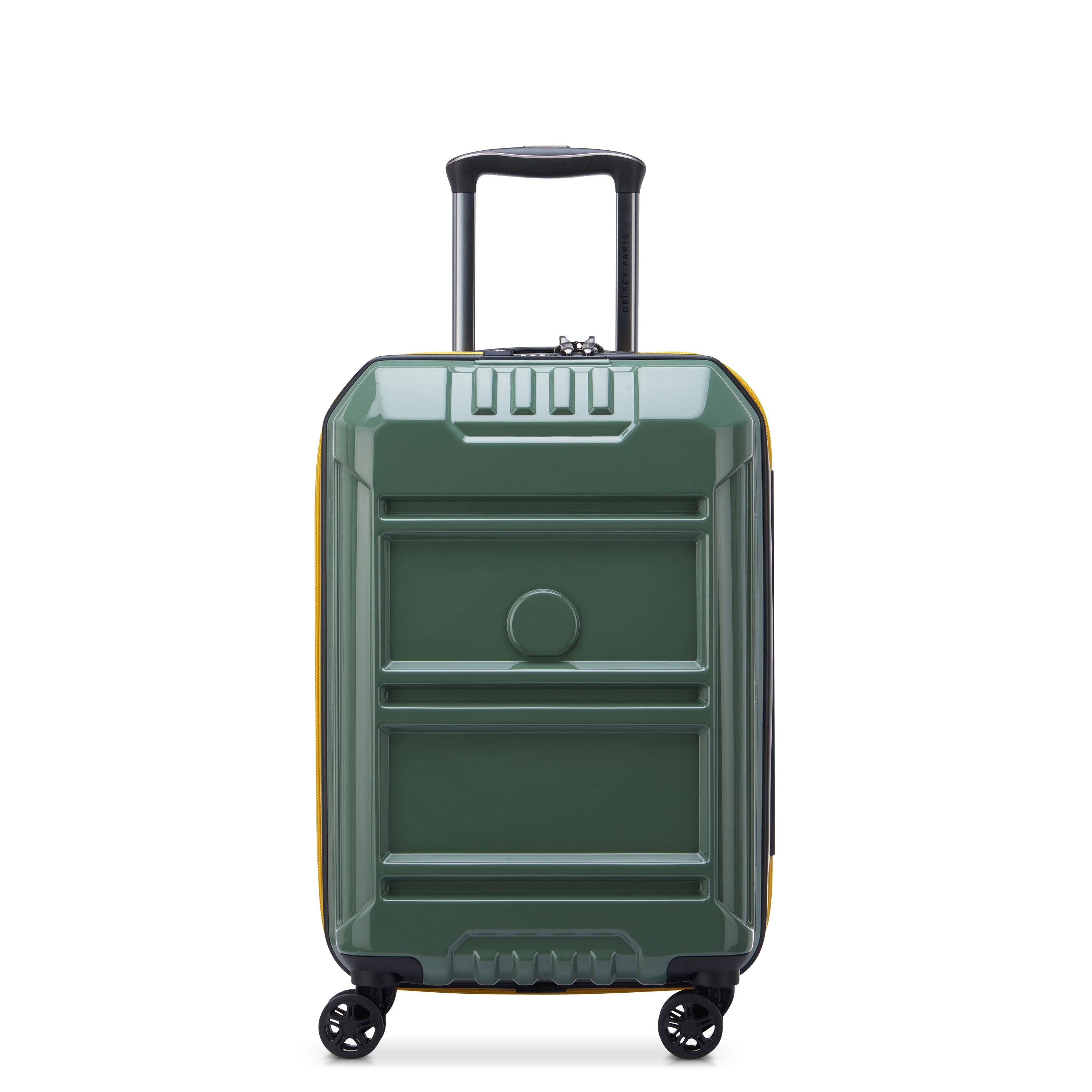 Delsey Rempart 55cm Hardcase Expandable 4 Double Wheel Flex Cabin Luggage Trolley Case  Army  Glossy - 218180113