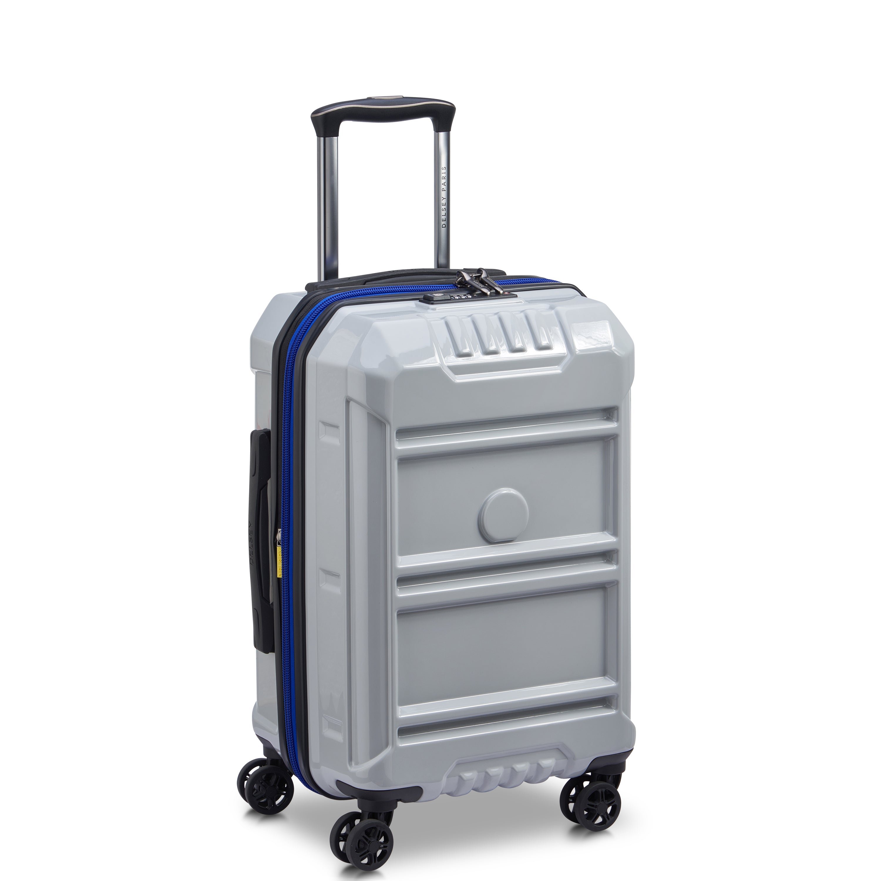 Delsey Rempart 55cm Hardcase Expandable 4 Double Wheel Flex Cabin Luggage Trolley Case Storm Grey Glossy - 218180121