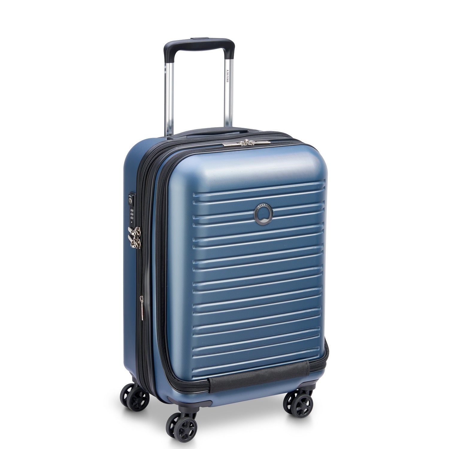 Delsey Segur 2.0 55cm Hardcase 4 Double Wheel Expandable Cabin Luggage Trolley Case Blue - 205880202
