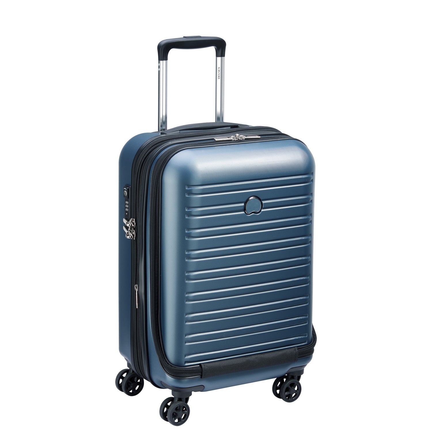 Delsey Segur 2.0 55Cm Hardcase 4 Double Wheel Expandable Cabin Luggage Trolley Case Blue - 205880202