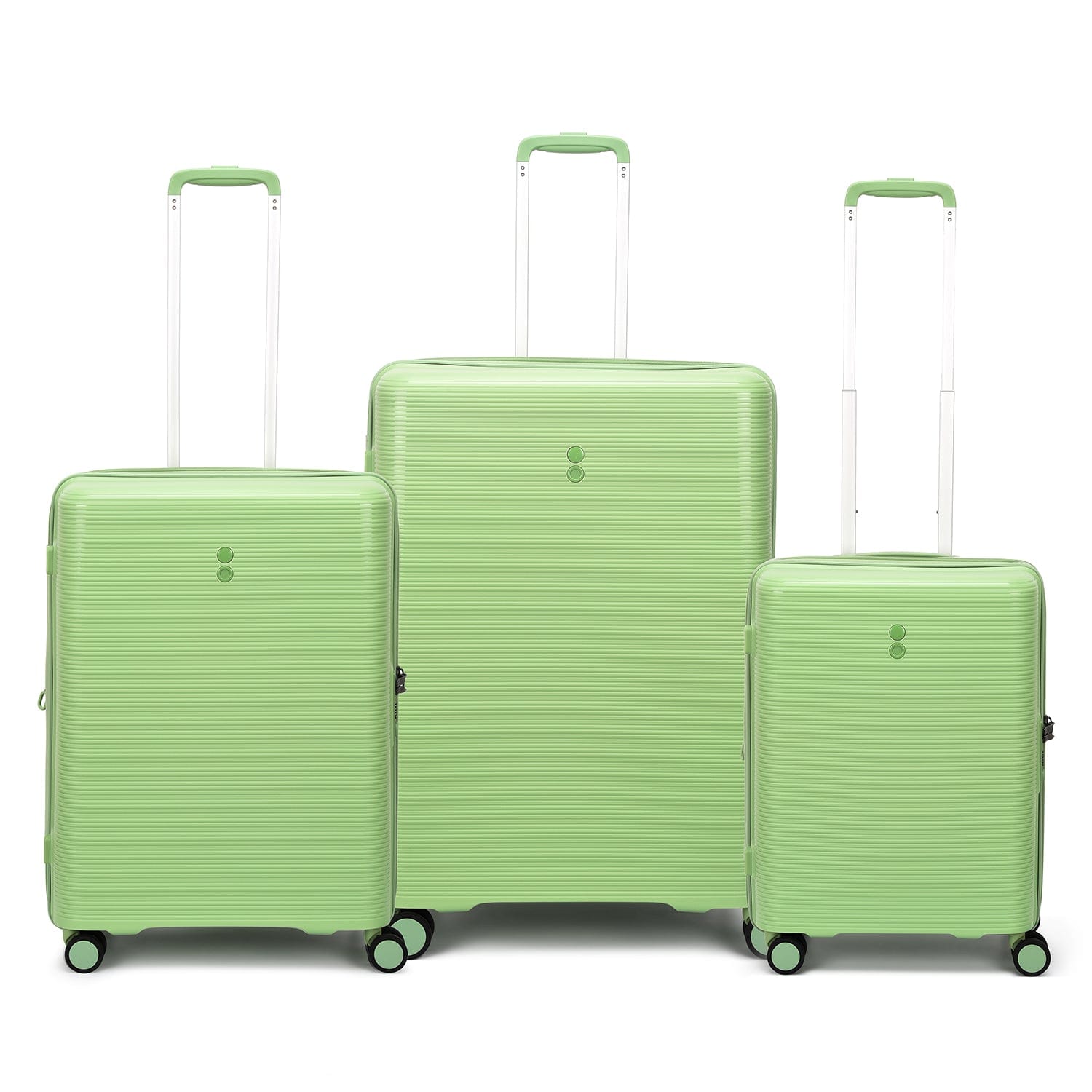 Echolac Forza 55+65+75cm Hardcase 4 Double Wheel Expandable Cabin & Check-In Luggage Trolley Set Reef Green