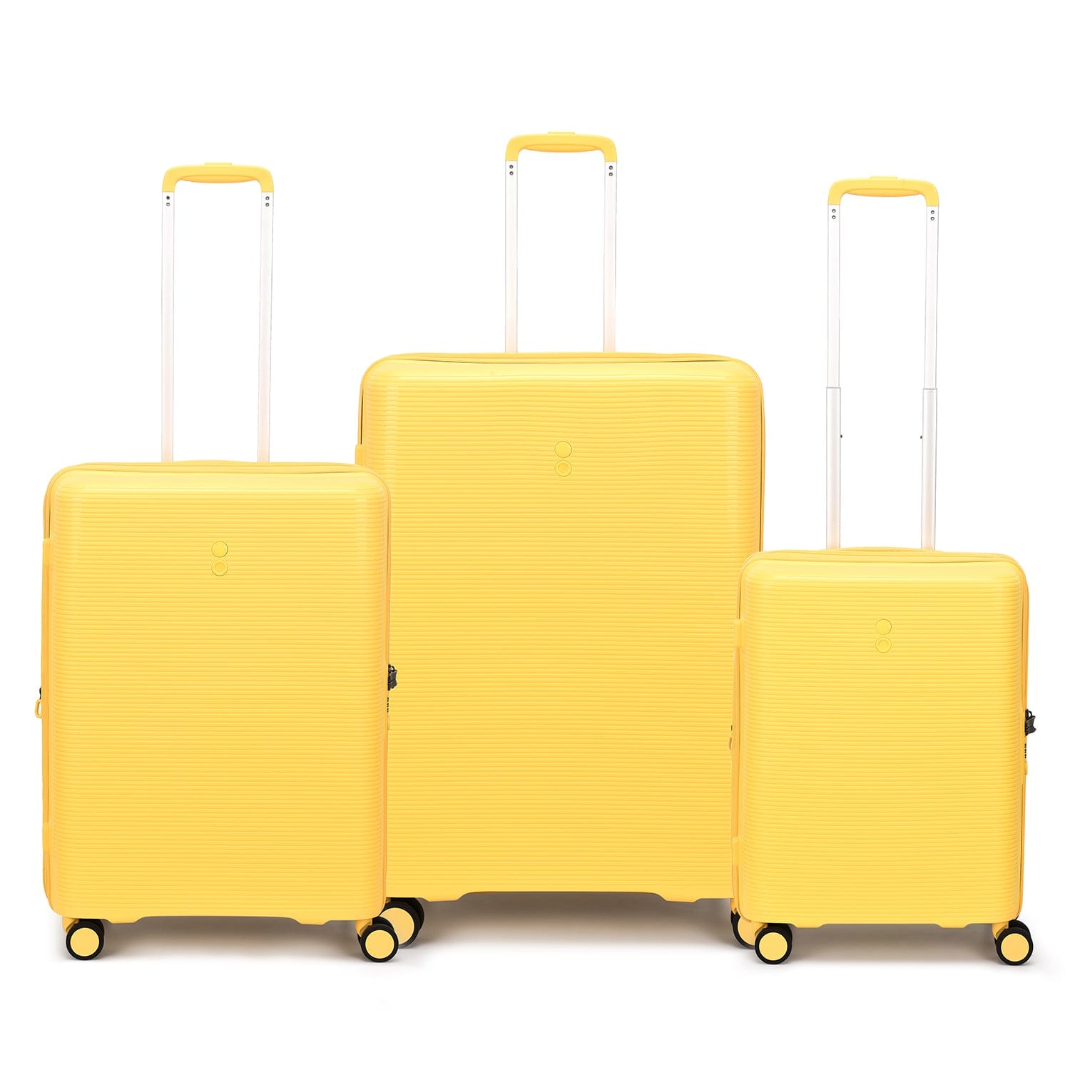 Echolac Forza 55+65+75cm Hardcase 4 Double Wheel Expandable Cabin & Check-In Luggage Trolley Set Mango Yellow